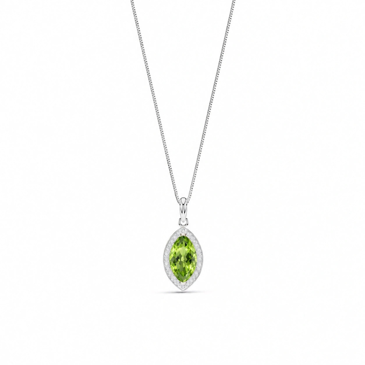 White Gold Pendant Necklace Peridot 10K — Immacolata