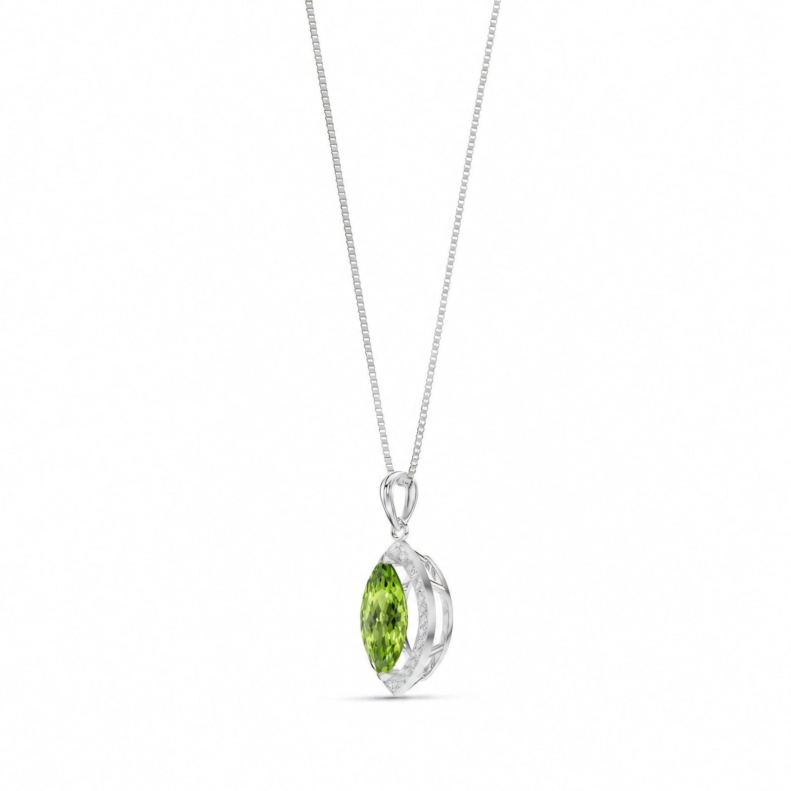White Gold Pendant Necklace Peridot 10K — Immacolata