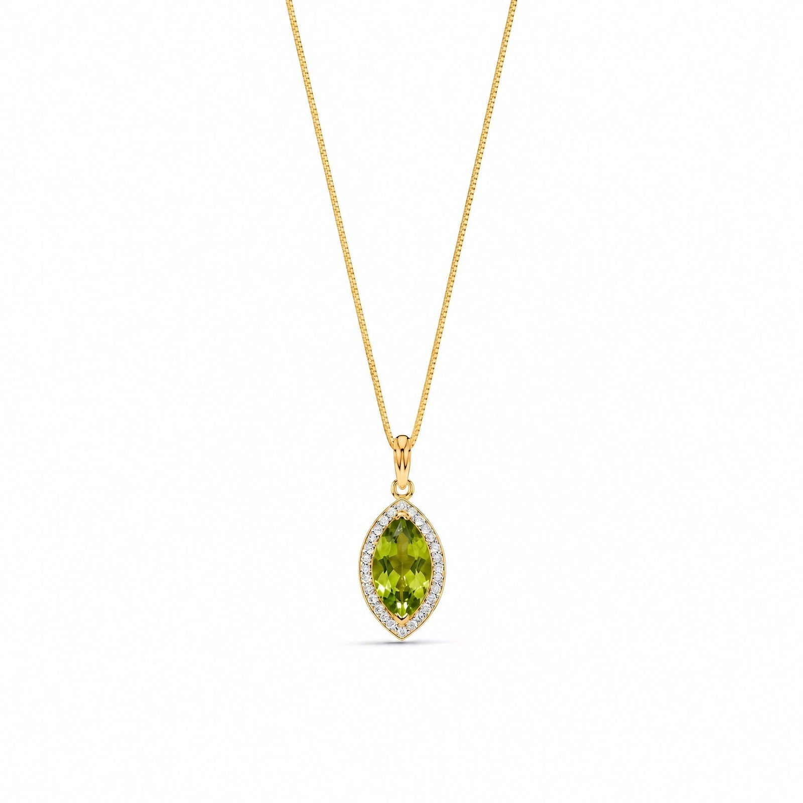 Yellow Gold Pendant Necklace Peridot 10K — Immacolata