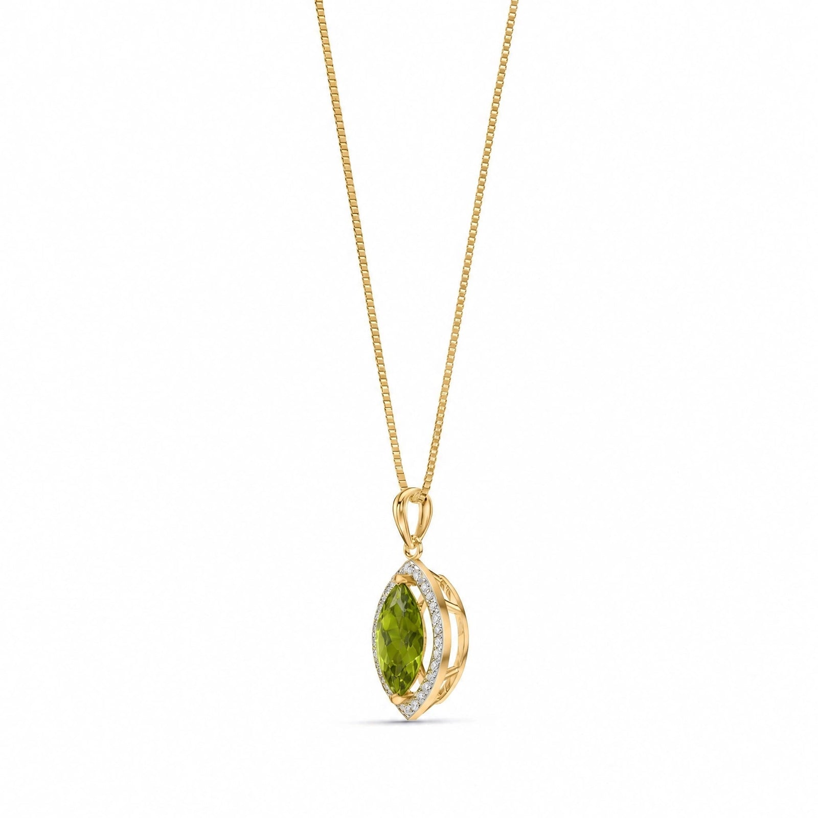 Yellow Gold Pendant Necklace Peridot 10K — Immacolata
