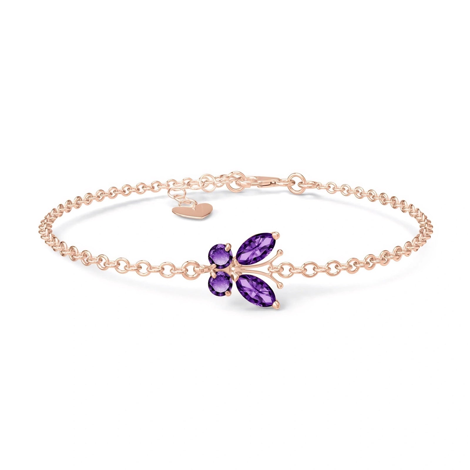 Rose Gold Bracelet Amethyst 10K — Azzurra