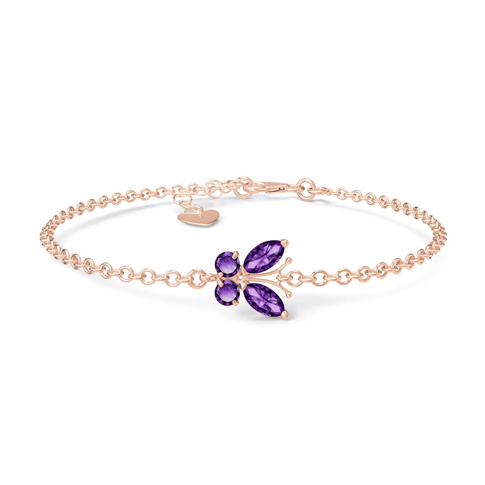 Rose Gold Bracelet Amethyst 10K — Azzurra