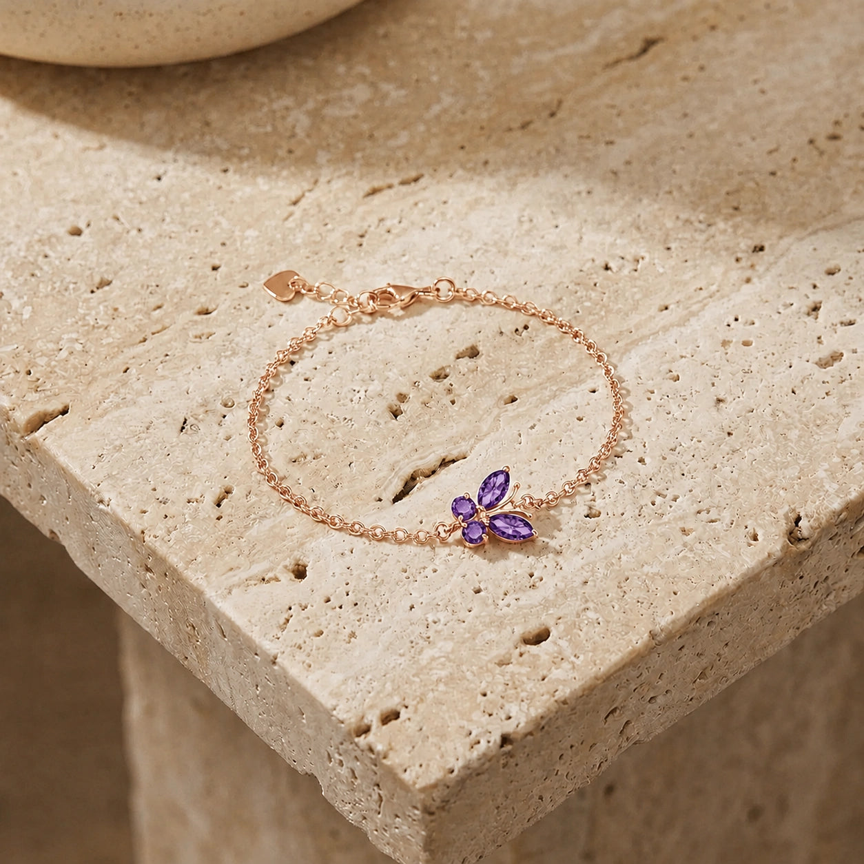 Rose Gold Bracelet Amethyst 10K — Azzurra