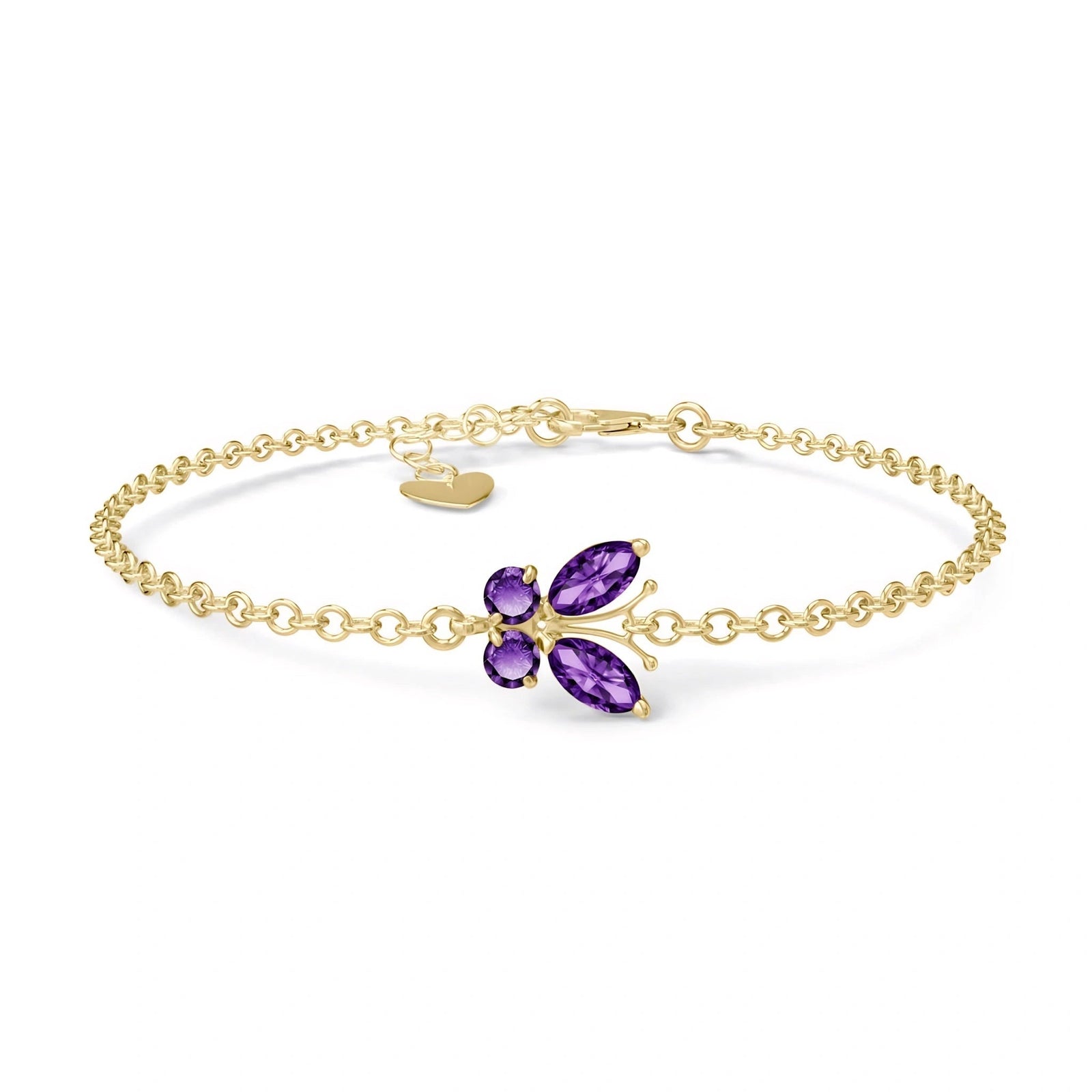 Yellow Gold Bracelet Amethyst 10K — Azzurra