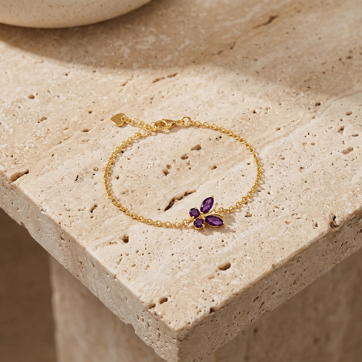 Yellow Gold Bracelet Amethyst 10K — Azzurra