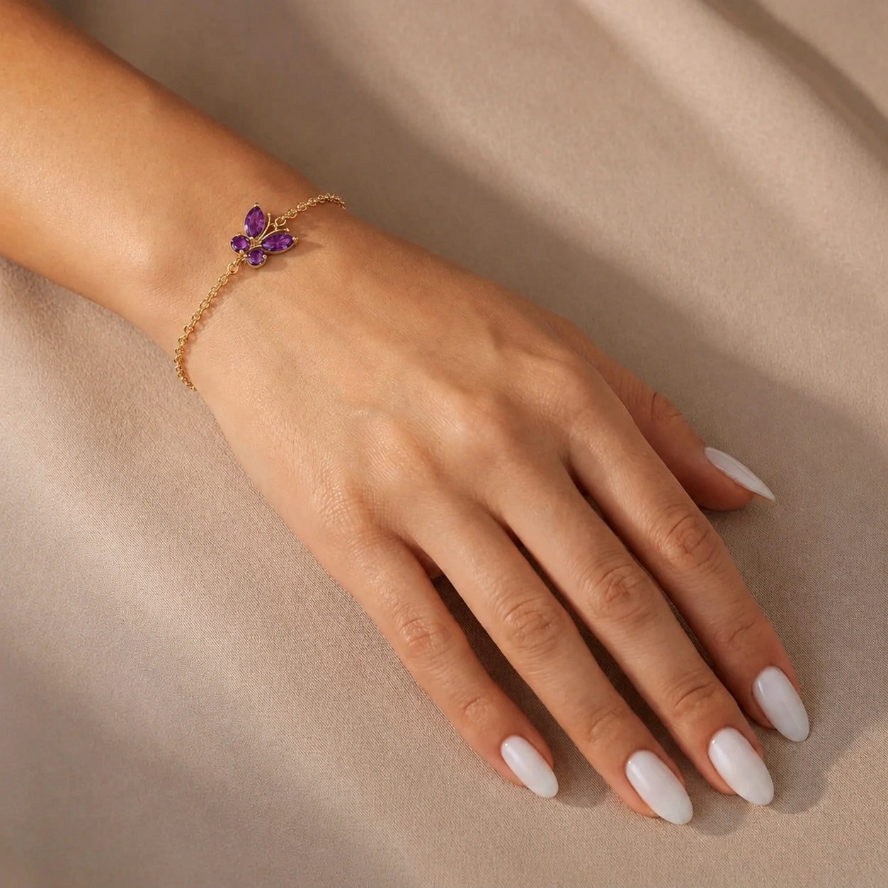 Yellow Gold Bracelet Amethyst 10K — Azzurra