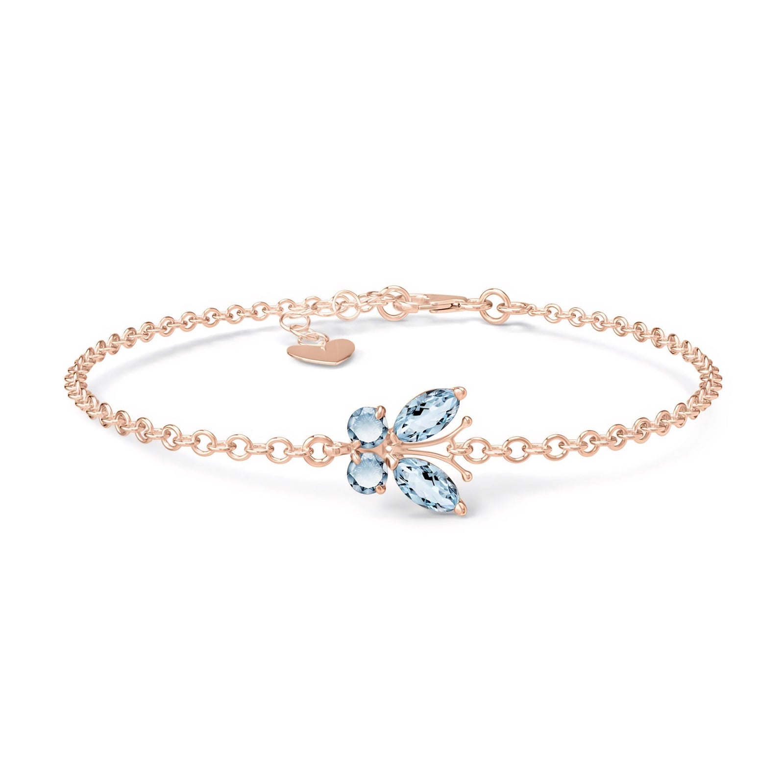 Rose Gold Bracelet Aquamarine 10K — Azzurra
