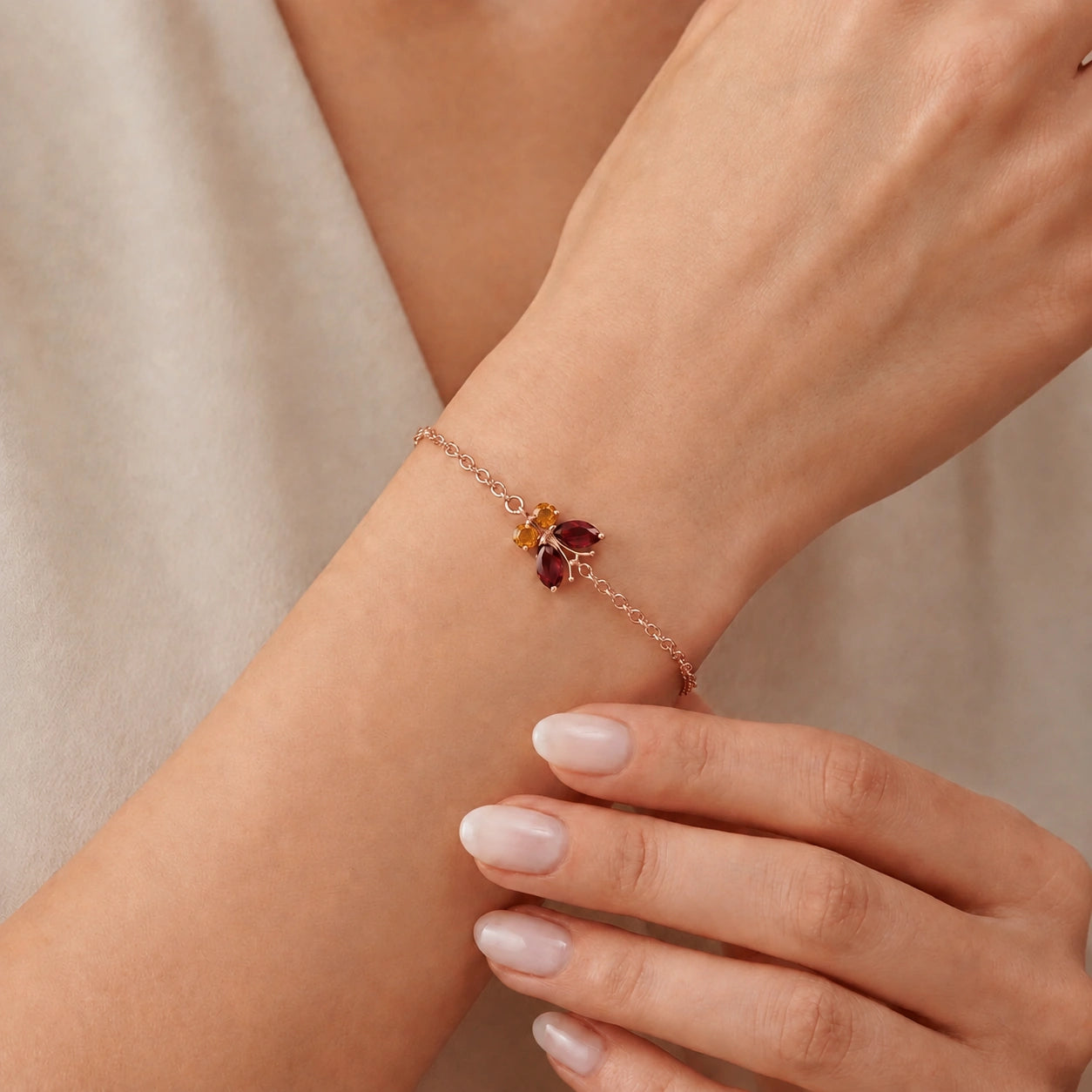 Rose Gold Bracelet Aquamarine 10K — Azzurra