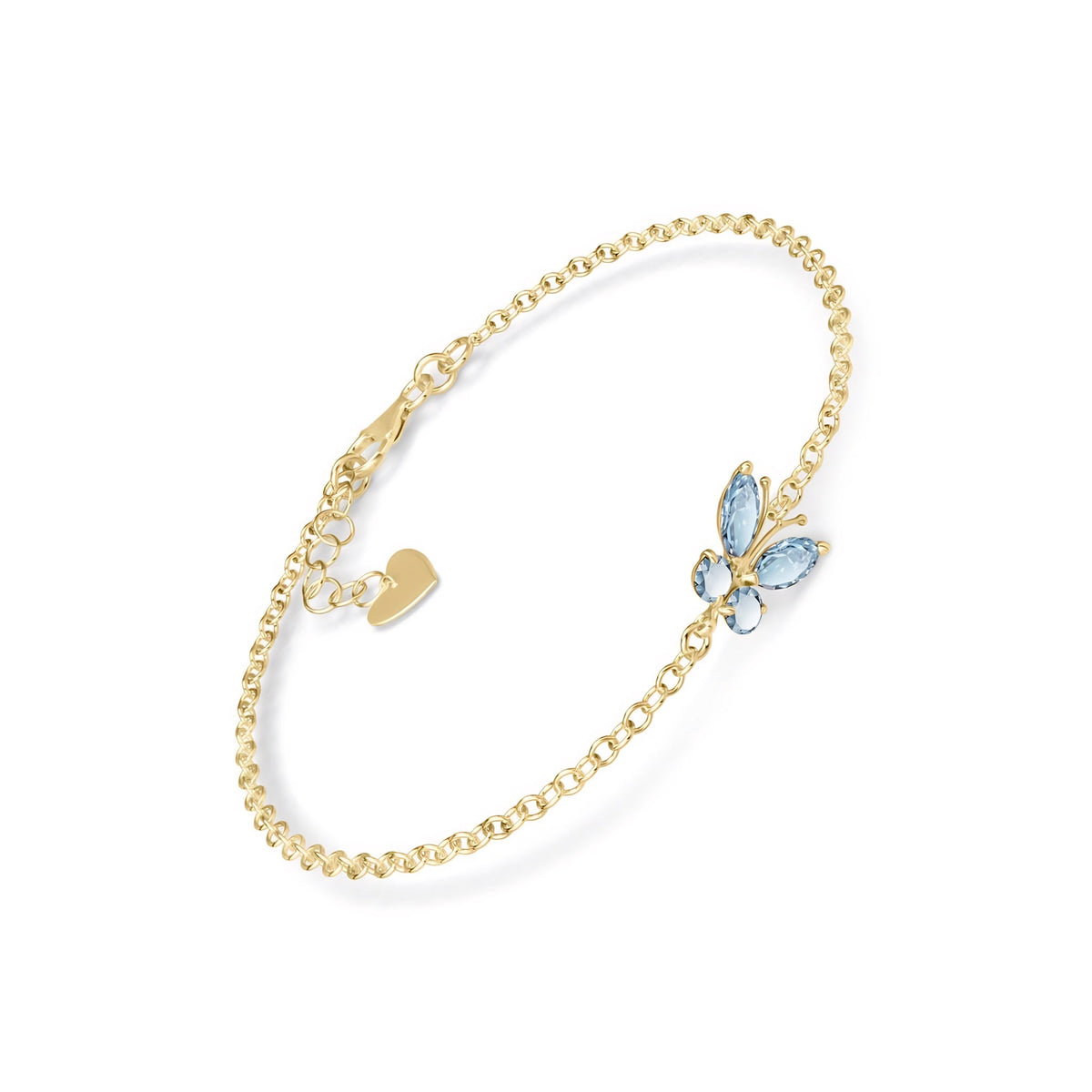 Yellow Gold Bracelet Aquamarine 10K — Azzurra
