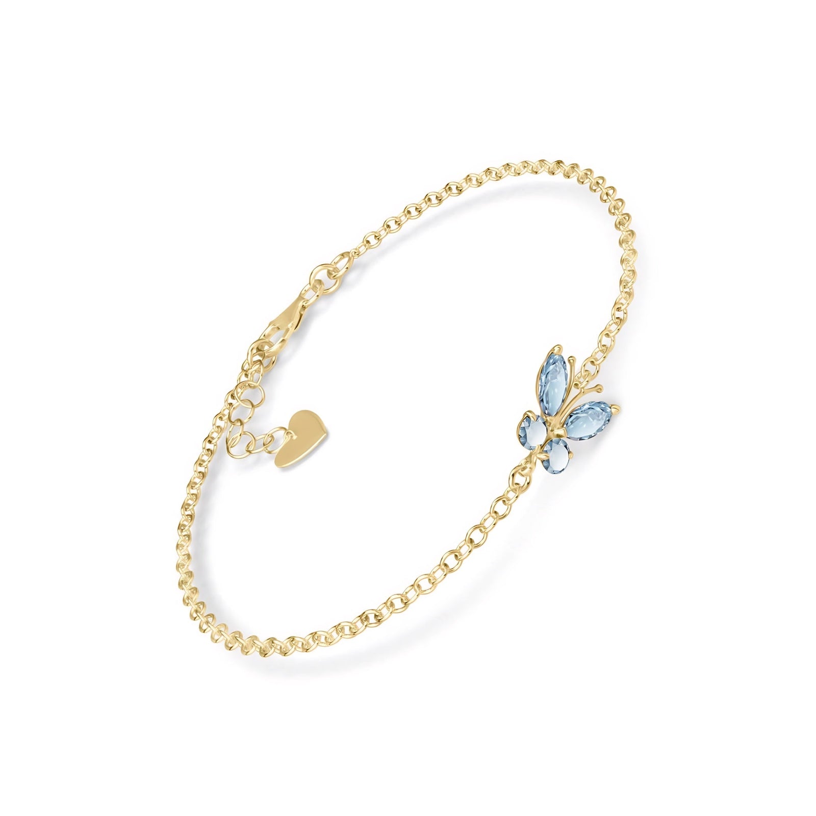 Yellow Gold Bracelet Aquamarine 10K — Azzurra