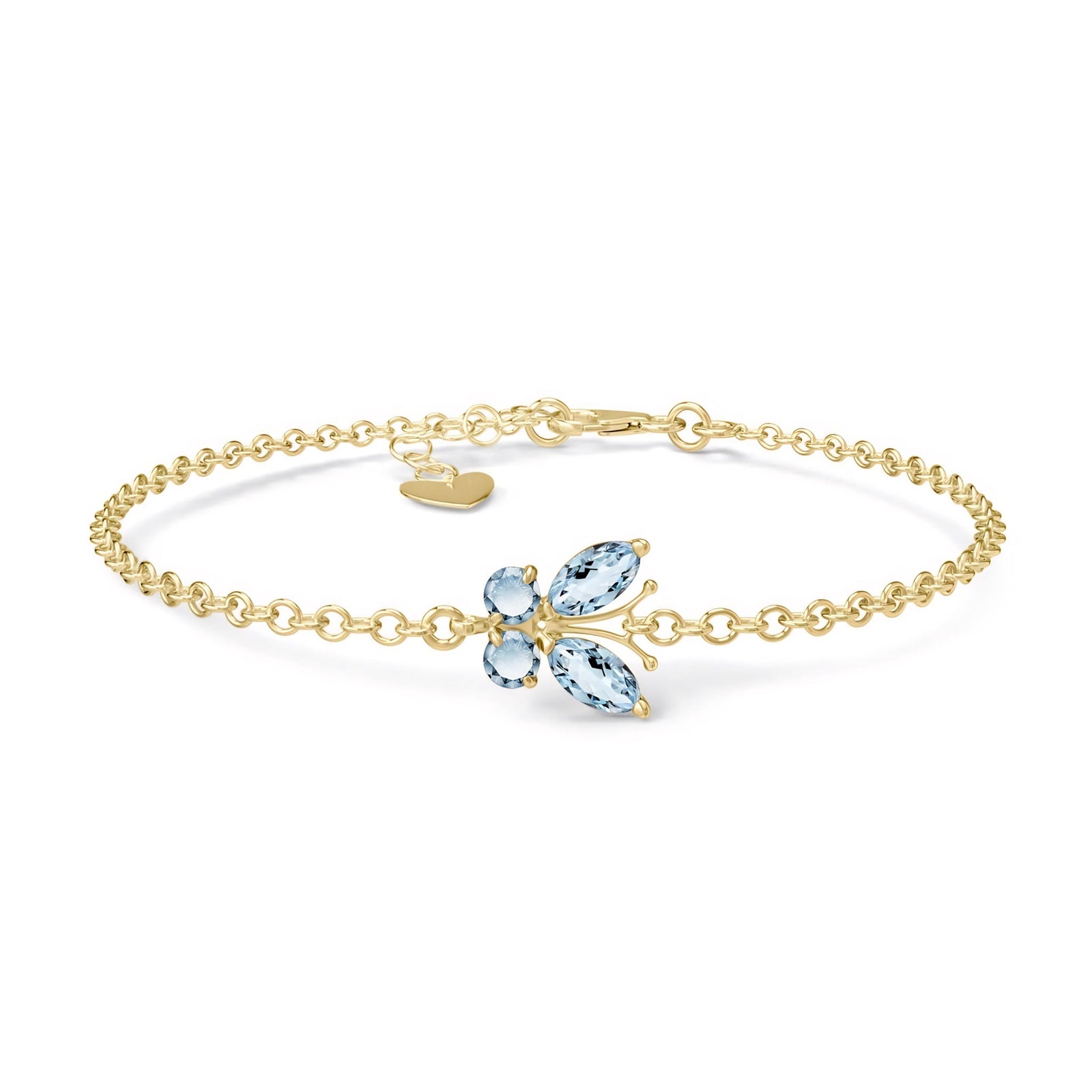 Yellow Gold Bracelet Aquamarine 10K — Azzurra