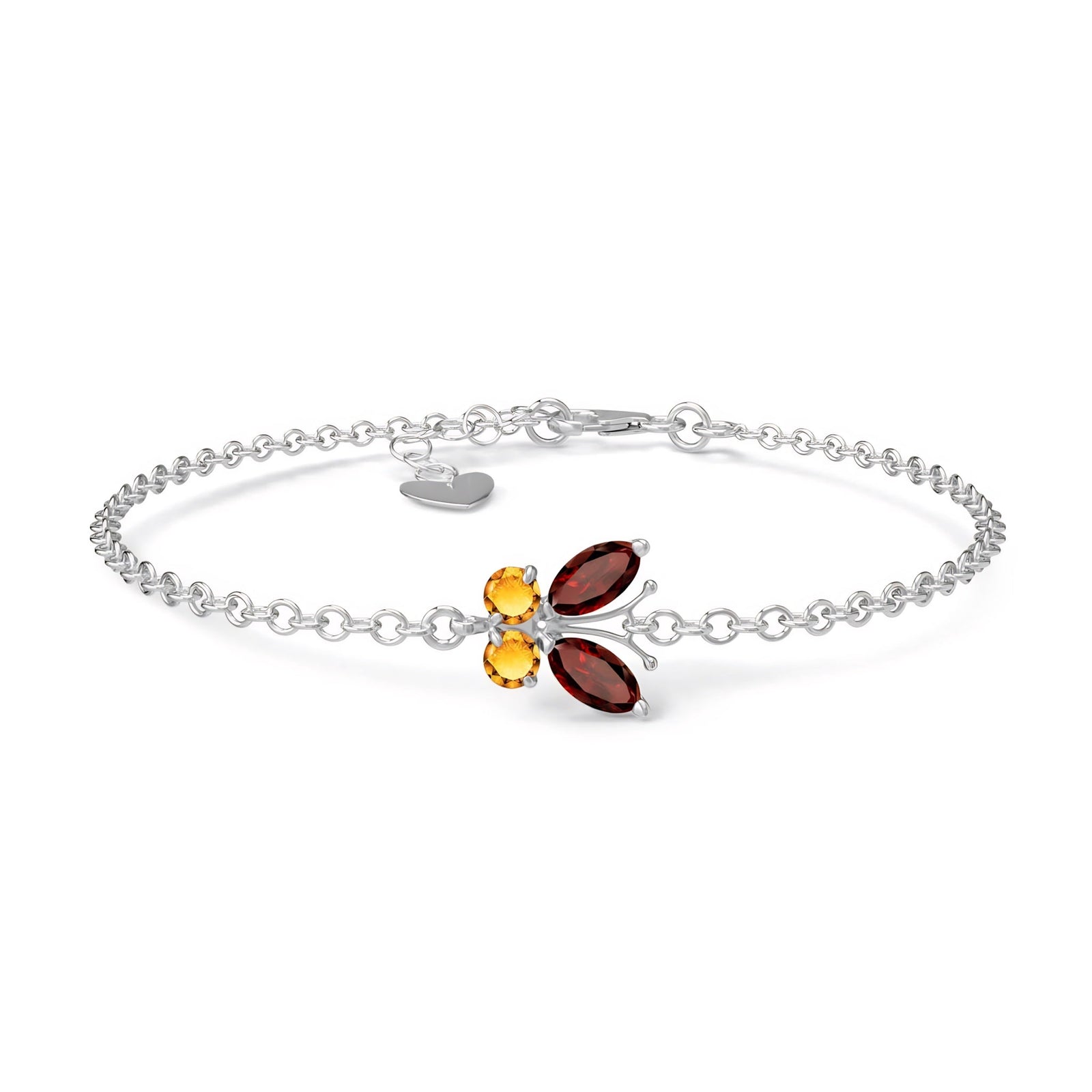 White Gold Bracelet Garnet 10K — Azzurra