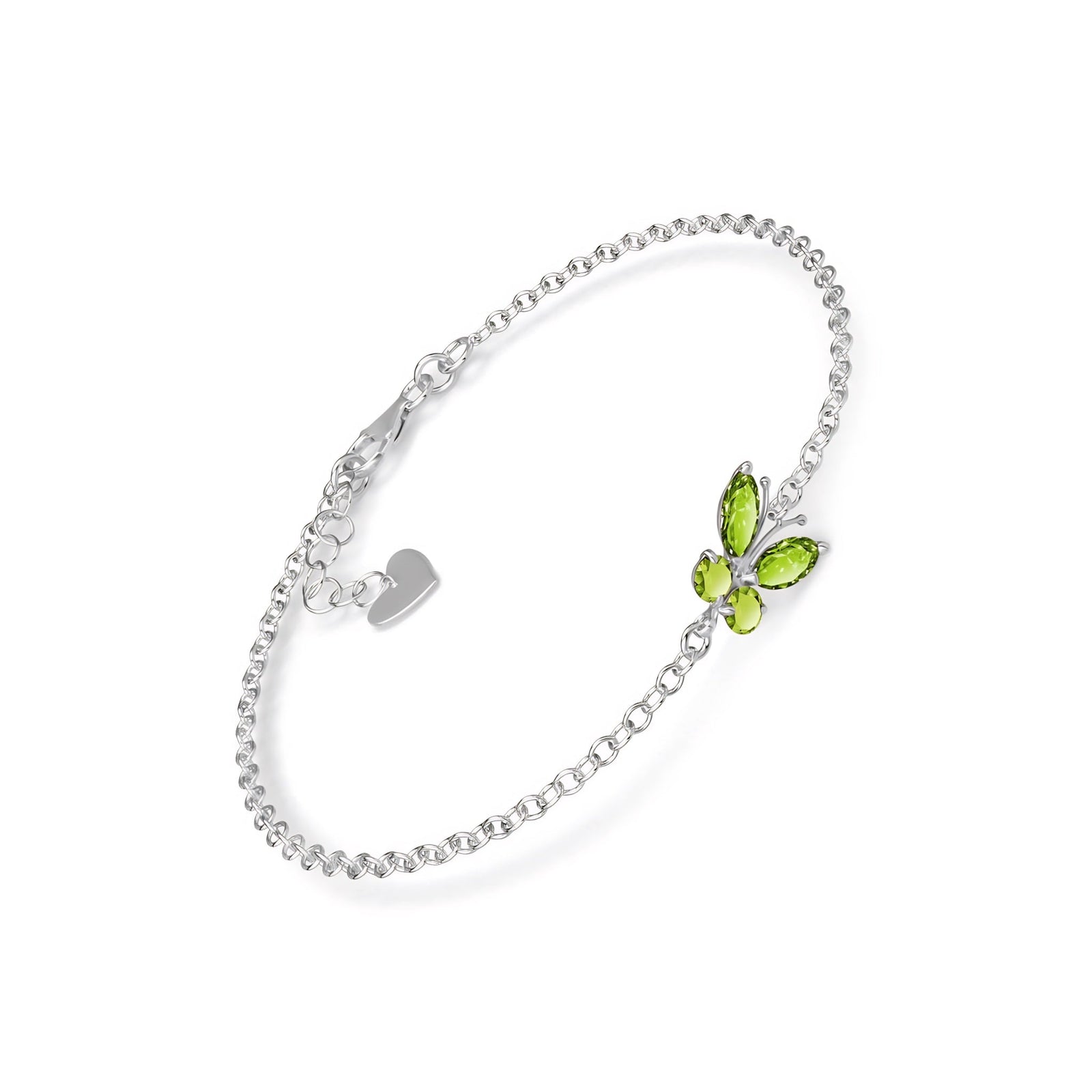 White Gold Bracelet Peridot 10K — Azzurra