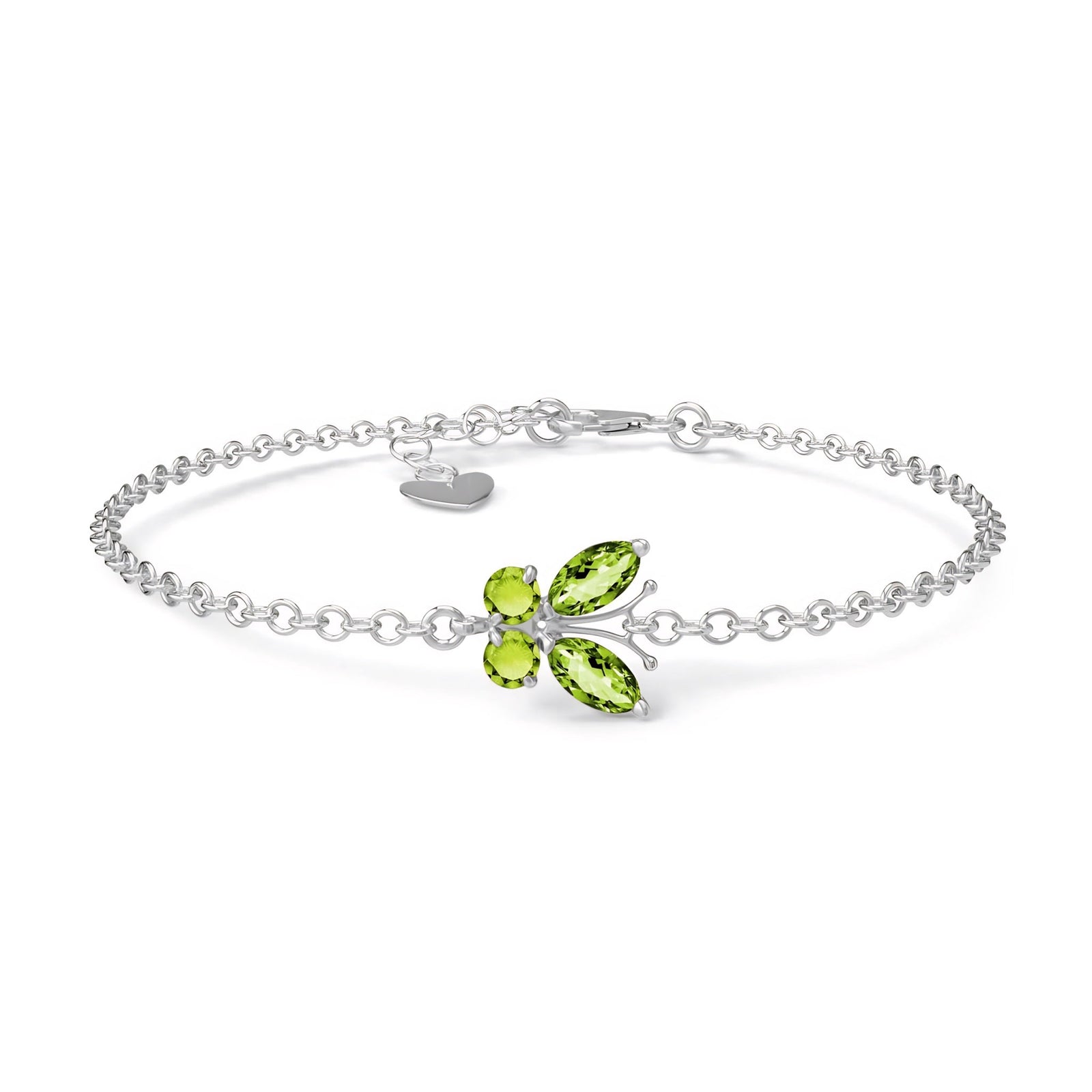 White Gold Bracelet Peridot 10K — Azzurra