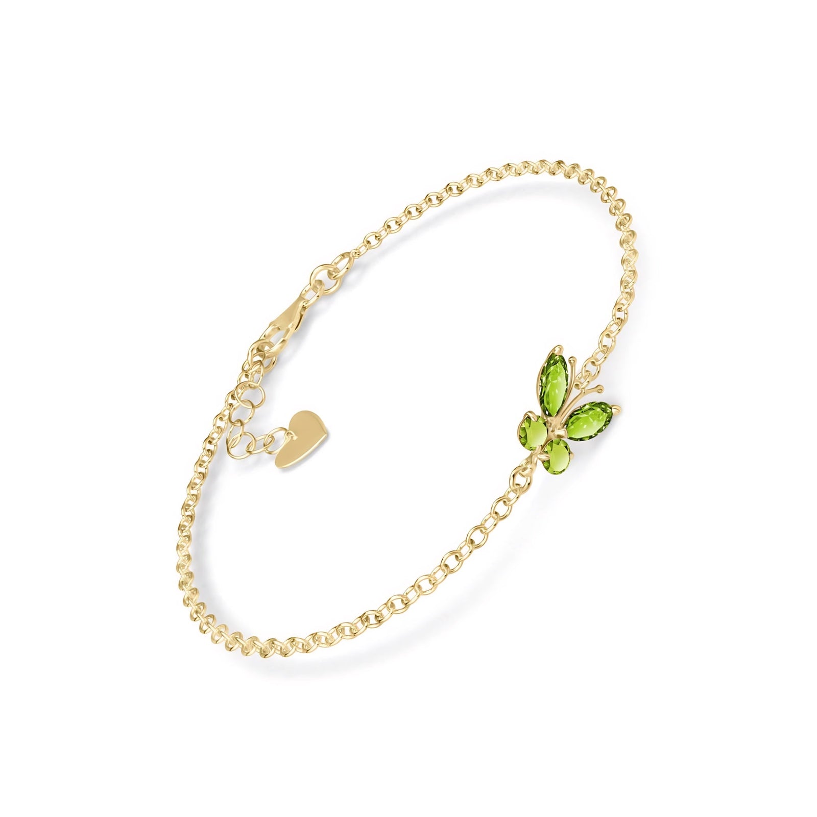 Yellow Gold Bracelet Peridot 10K — Azzurra