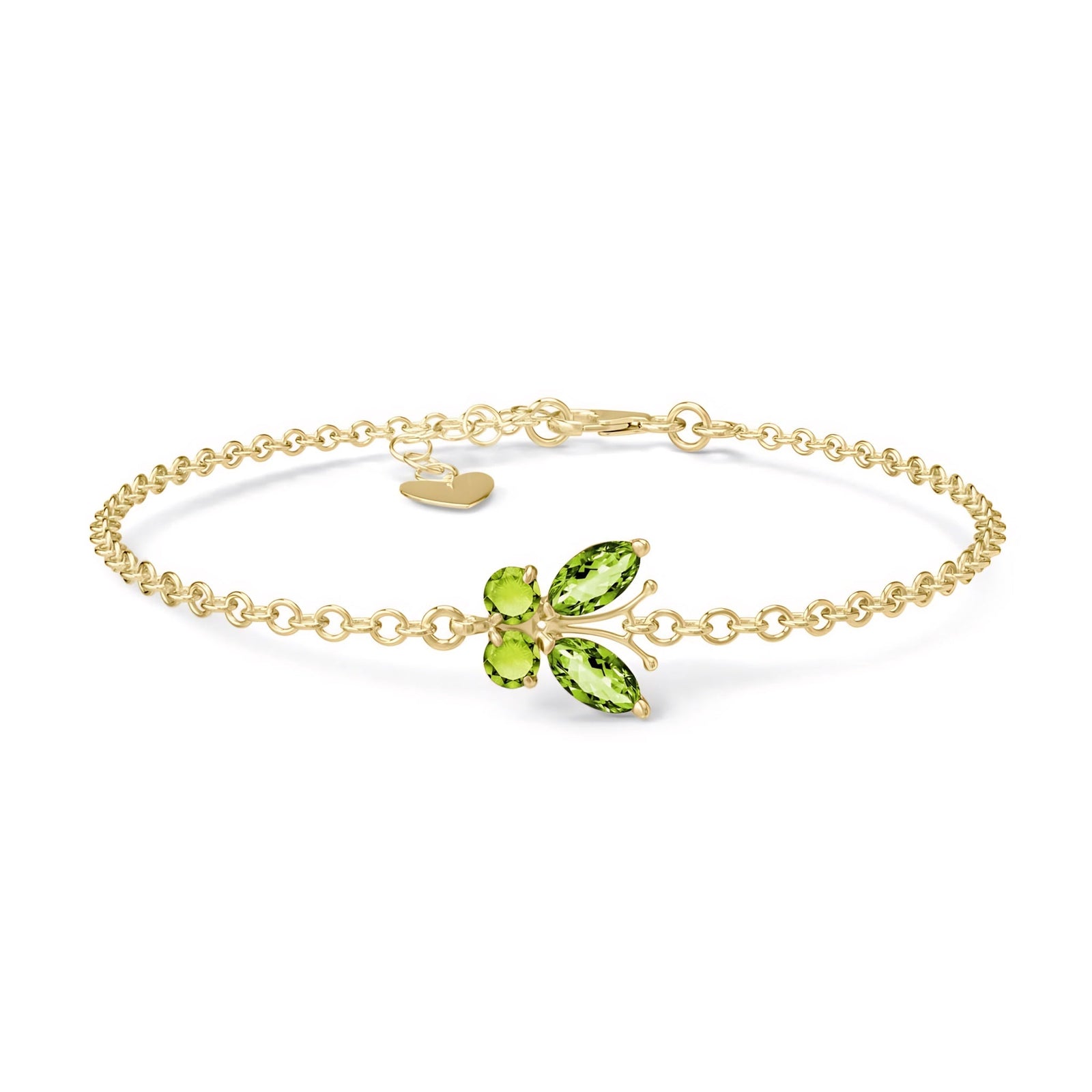 Yellow Gold Bracelet Peridot 10K — Azzurra
