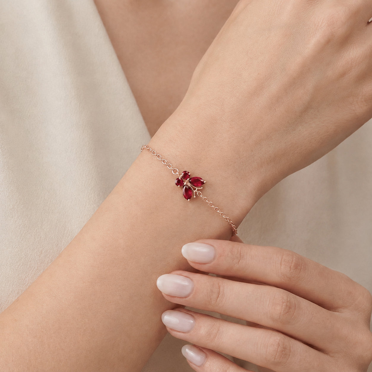 Rose Gold Bracelet Ruby 10K — Azzurra