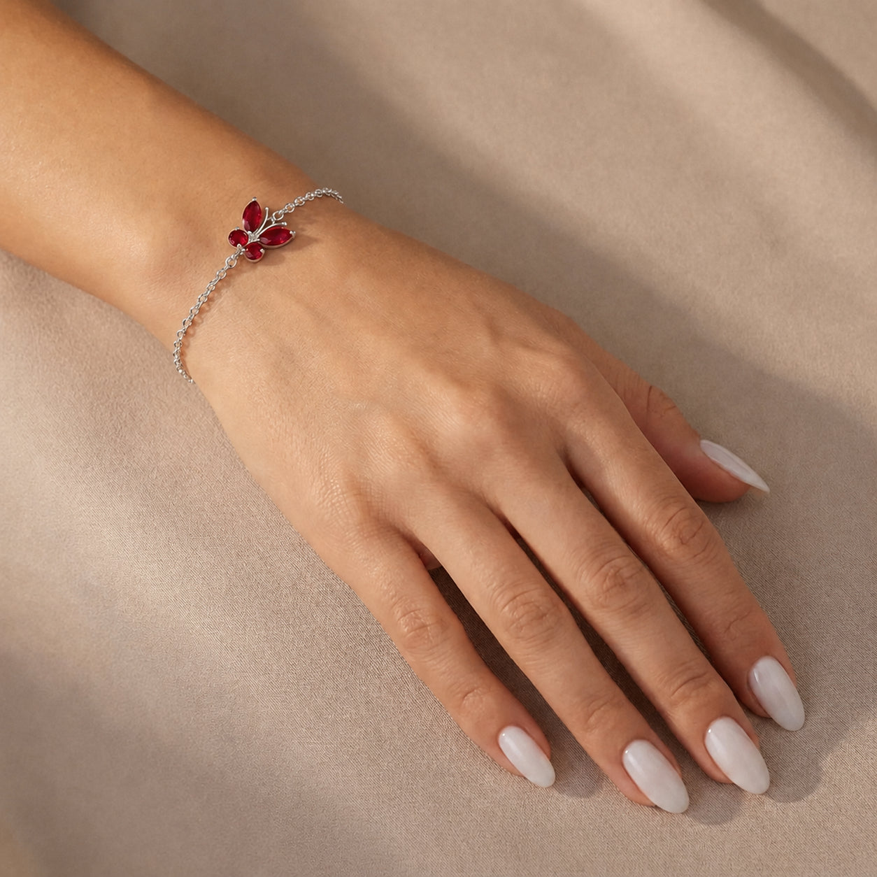 White Gold Bracelet Ruby 10K — Azzurra