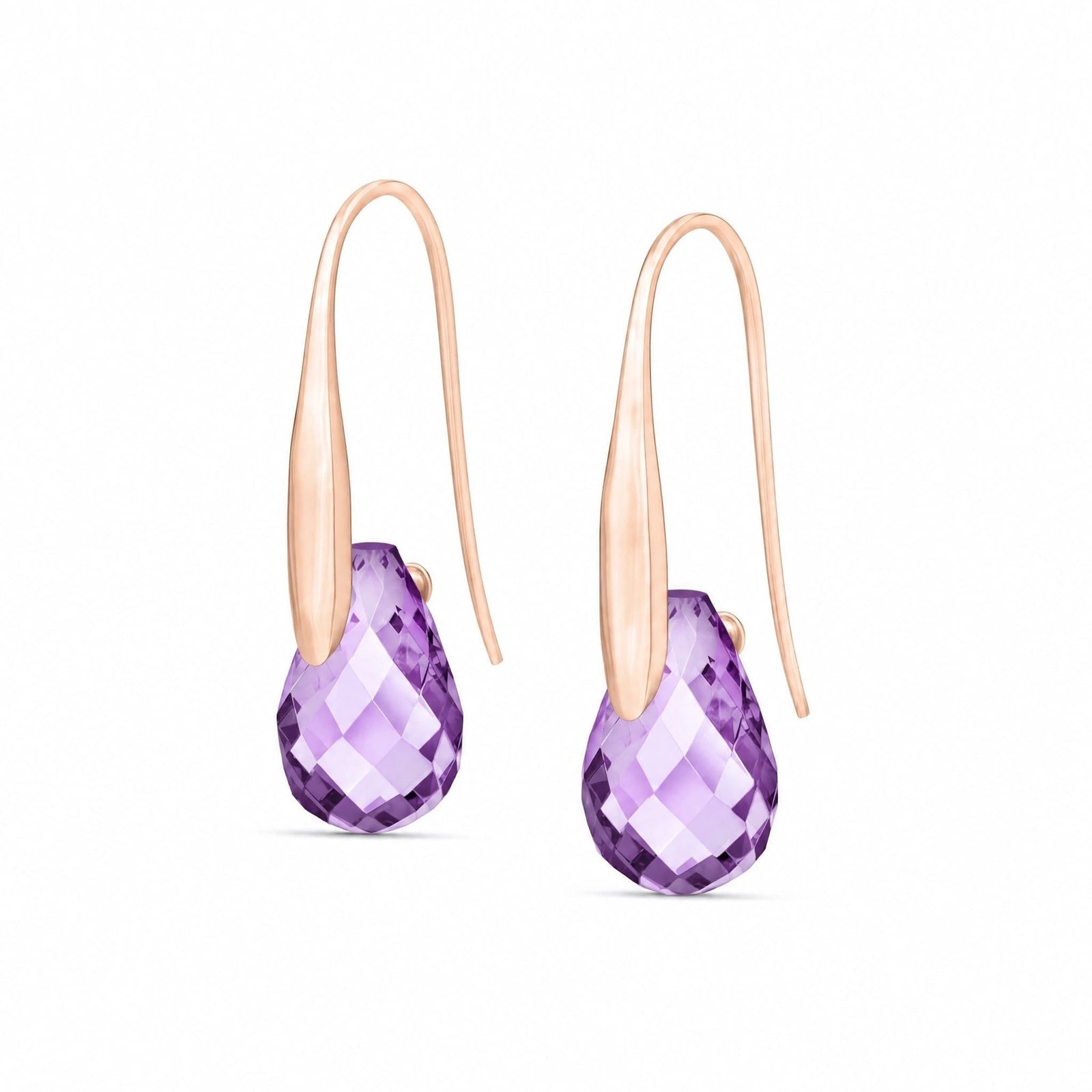 Rose Gold Earrings Amethyst 10K — Ottilia