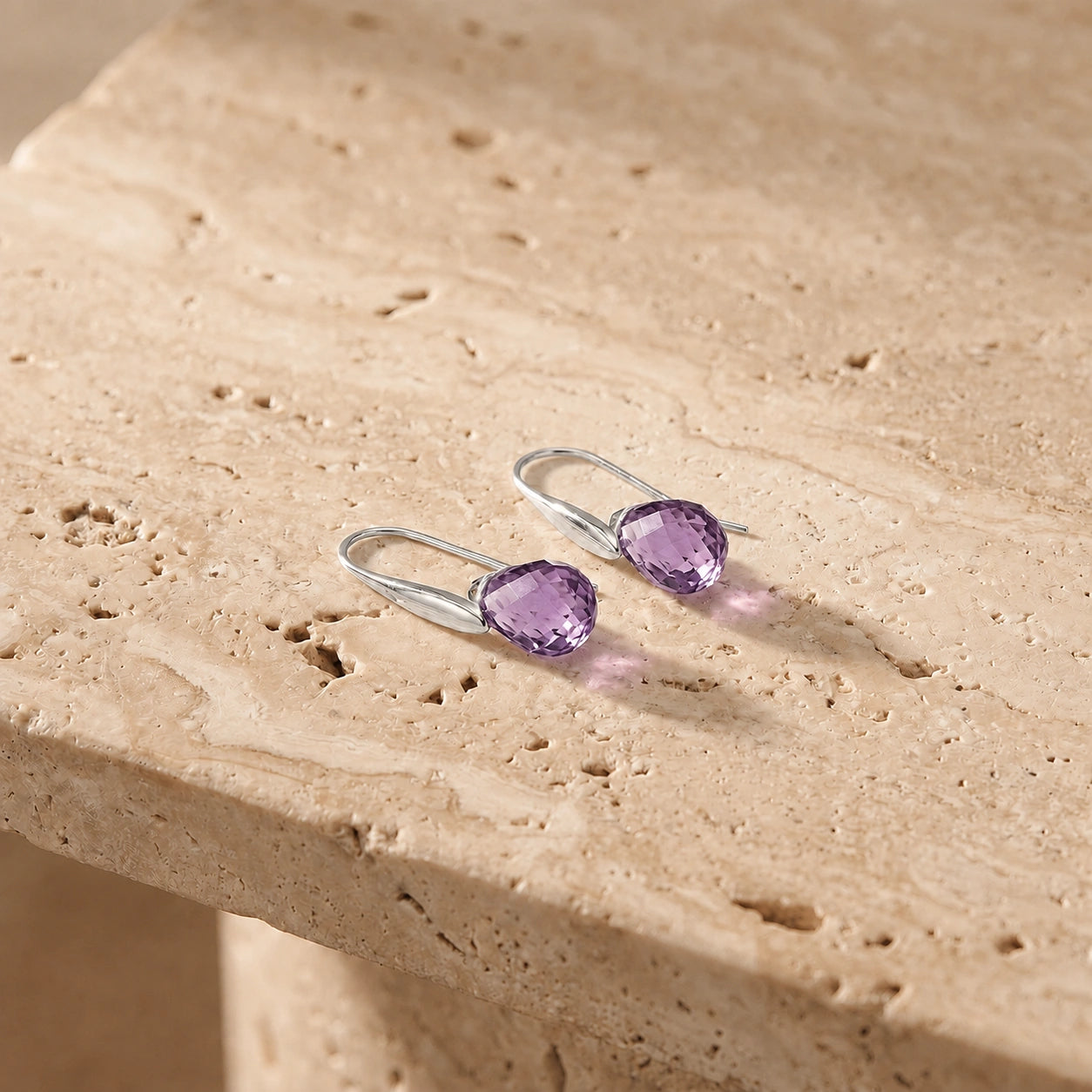 White Gold Earrings Amethyst 10K — Ottilia