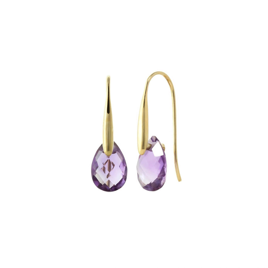 Yellow Gold Earrings Amethyst 10K — Ottilia