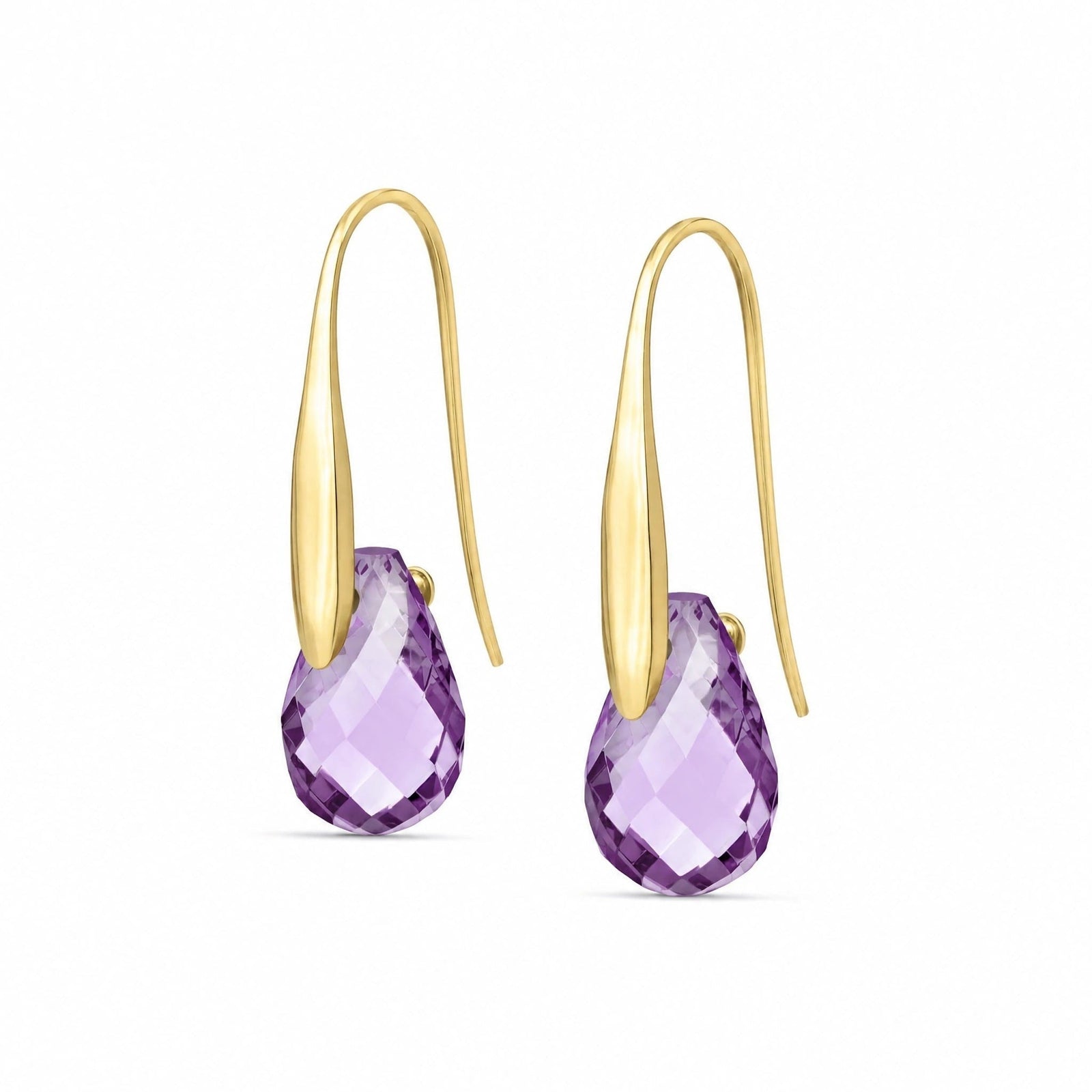Yellow Gold Earrings Amethyst 10K — Ottilia