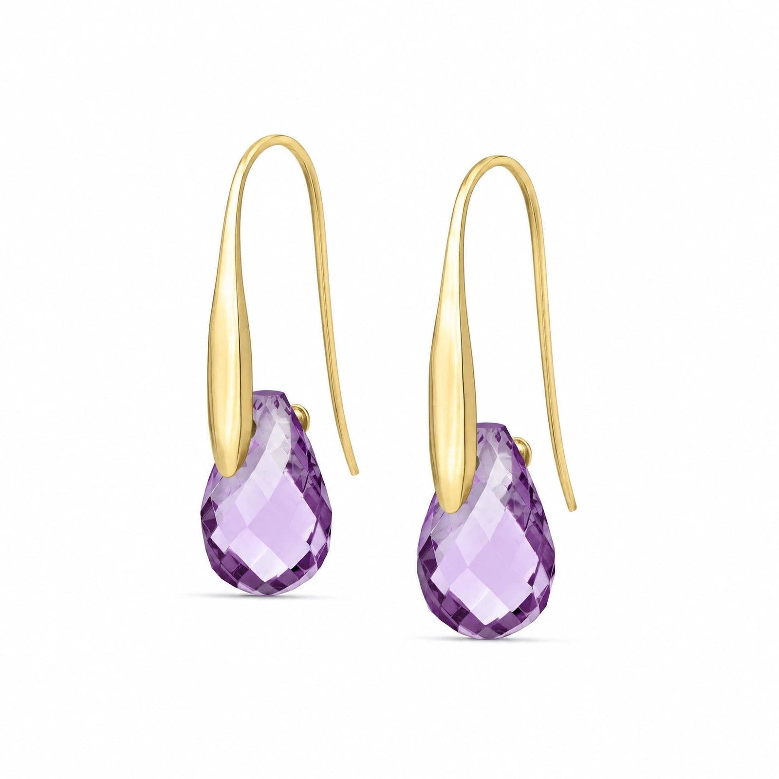 Yellow Gold Earrings Amethyst 10K — Ottilia