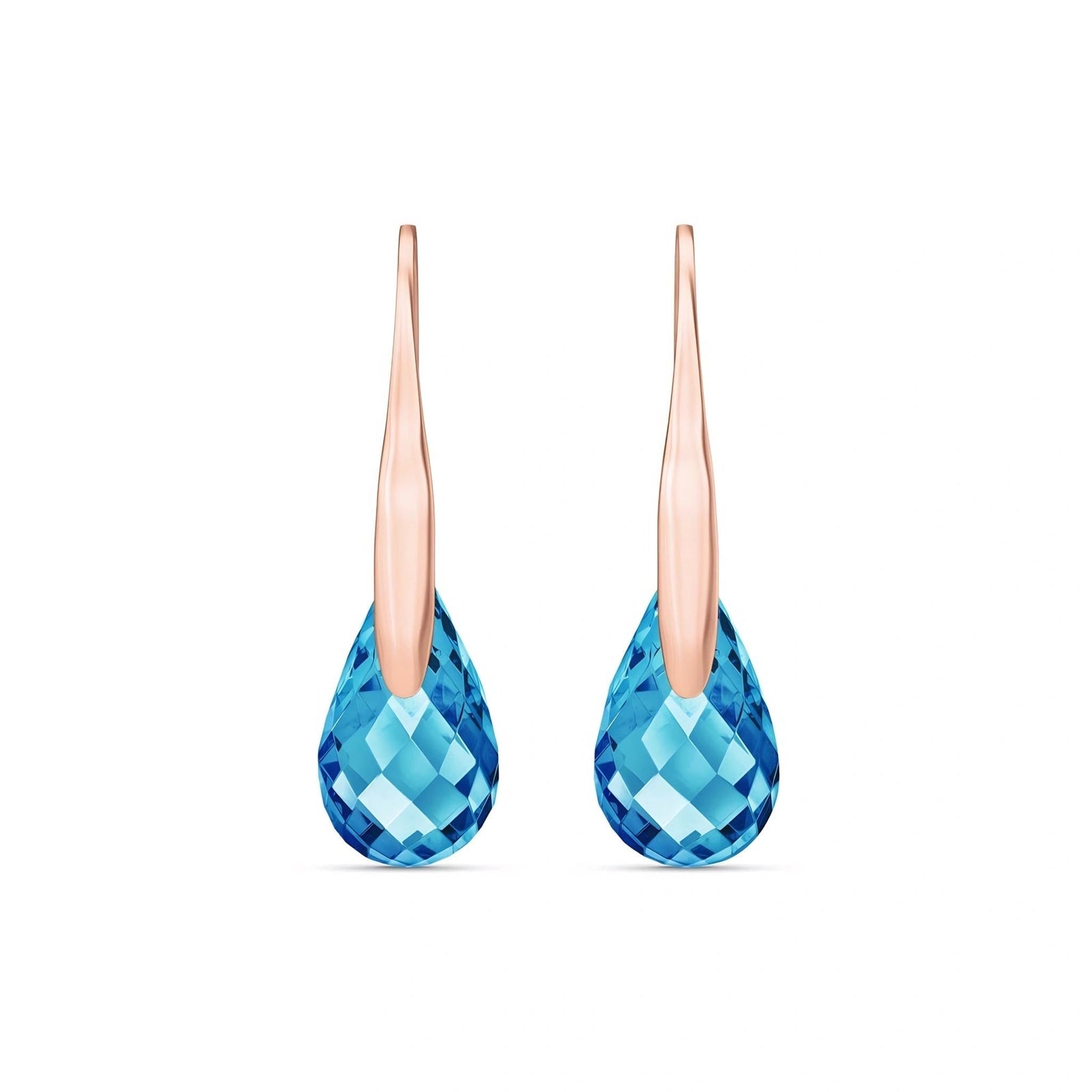 Rose Gold Earrings Blue Topaz 10K — Ottilia