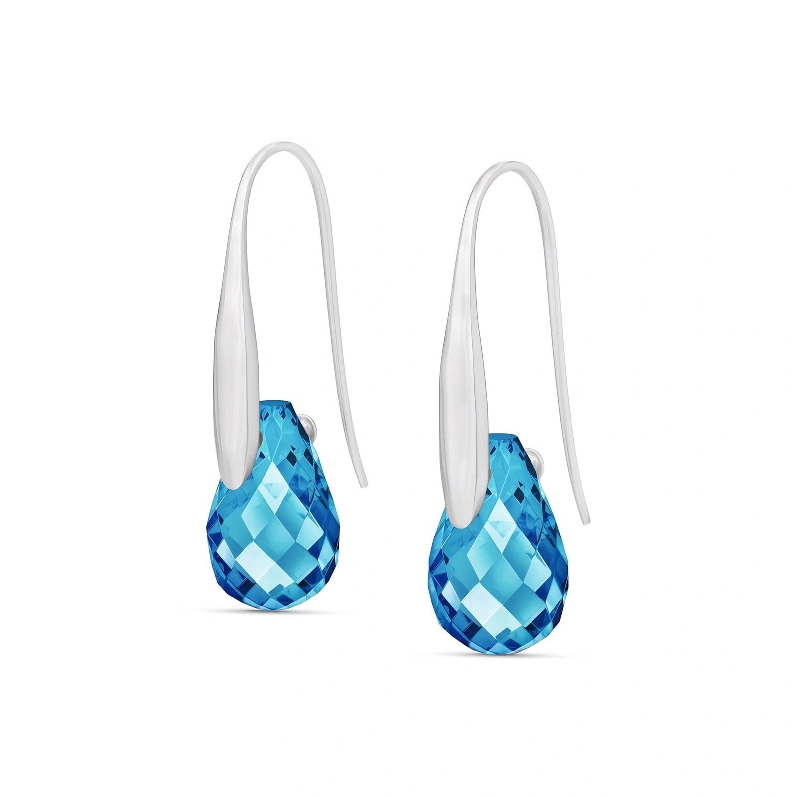 White Gold Earrings Blue Topaz 10K — Ottilia