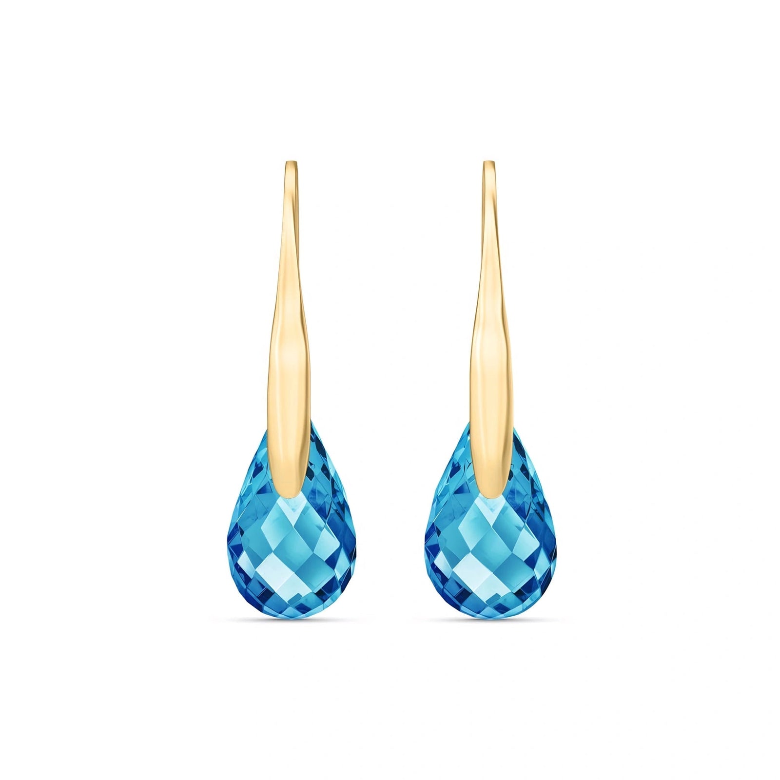 Yellow Gold Earrings Blue Topaz 10K — Ottilia