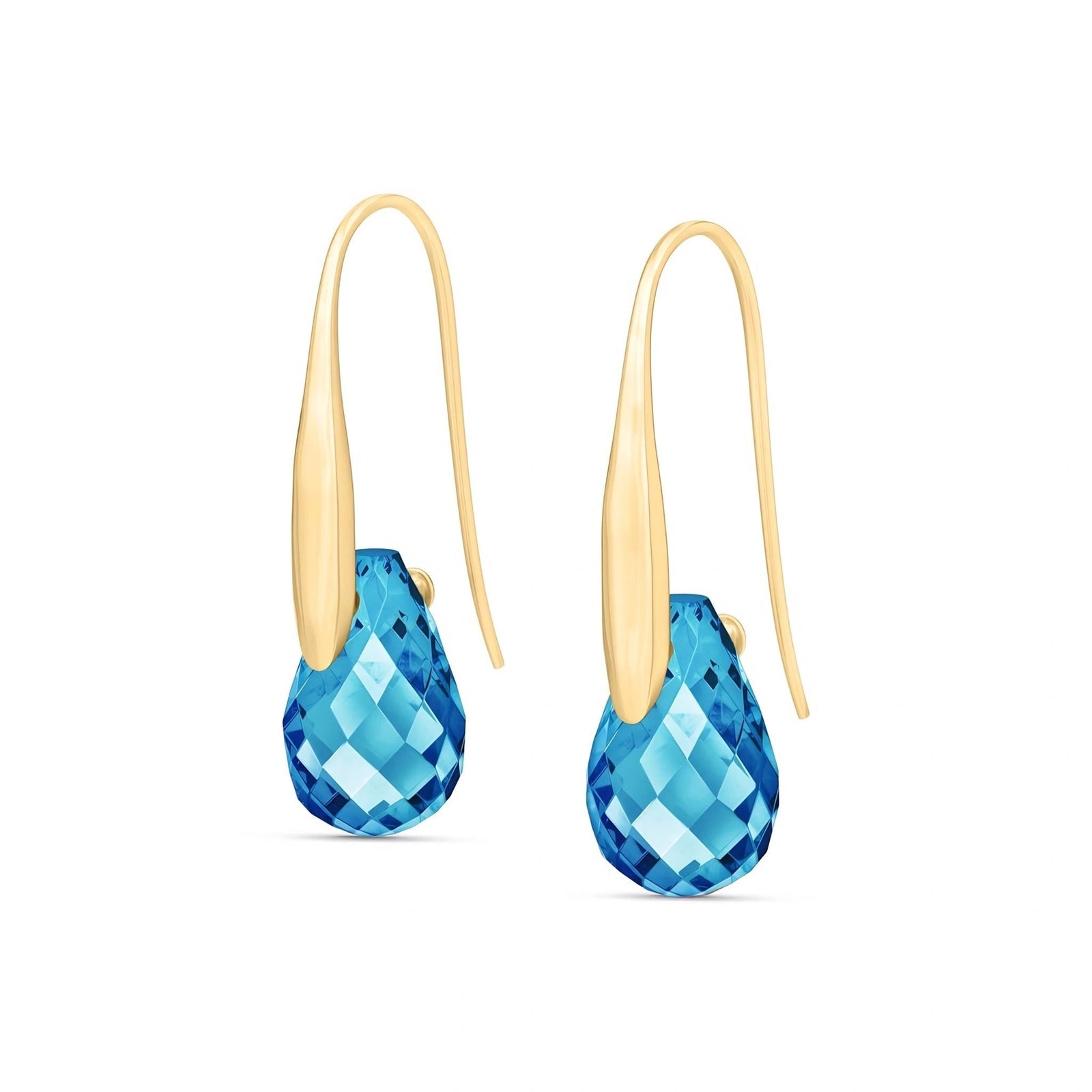 Yellow Gold Earrings Blue Topaz 10K — Ottilia