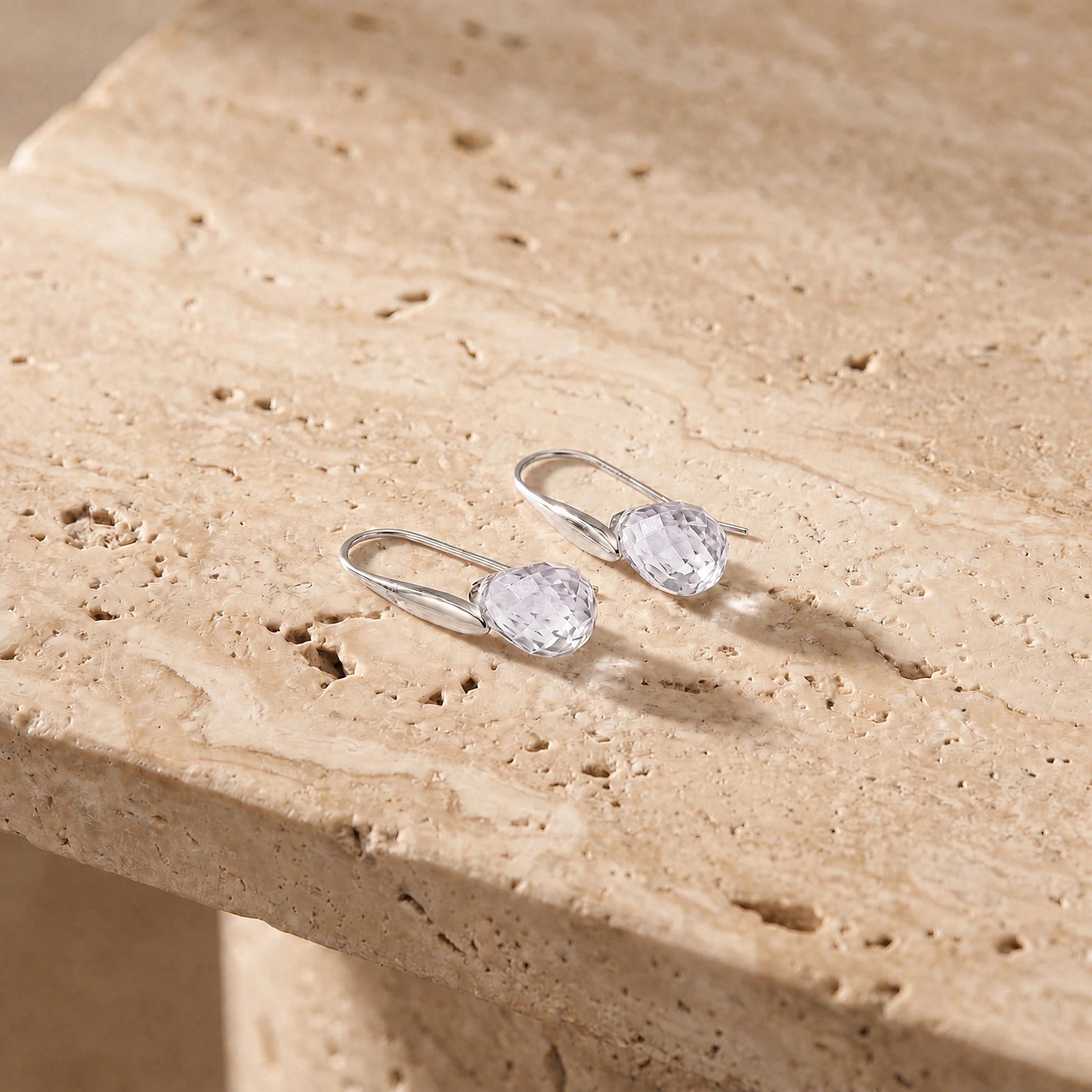 White Gold Earrings Citrine 10K — Ottilia