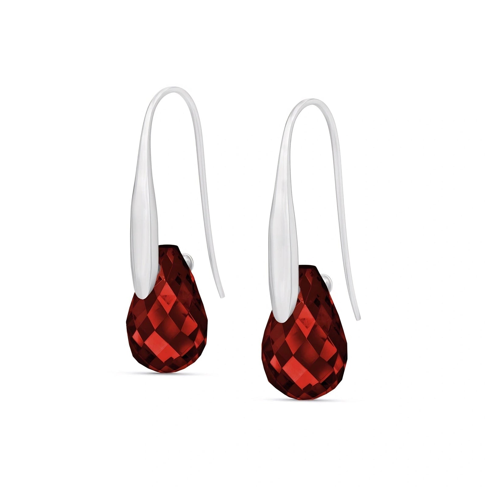 White Gold Earrings Garnet 10K — Ottilia