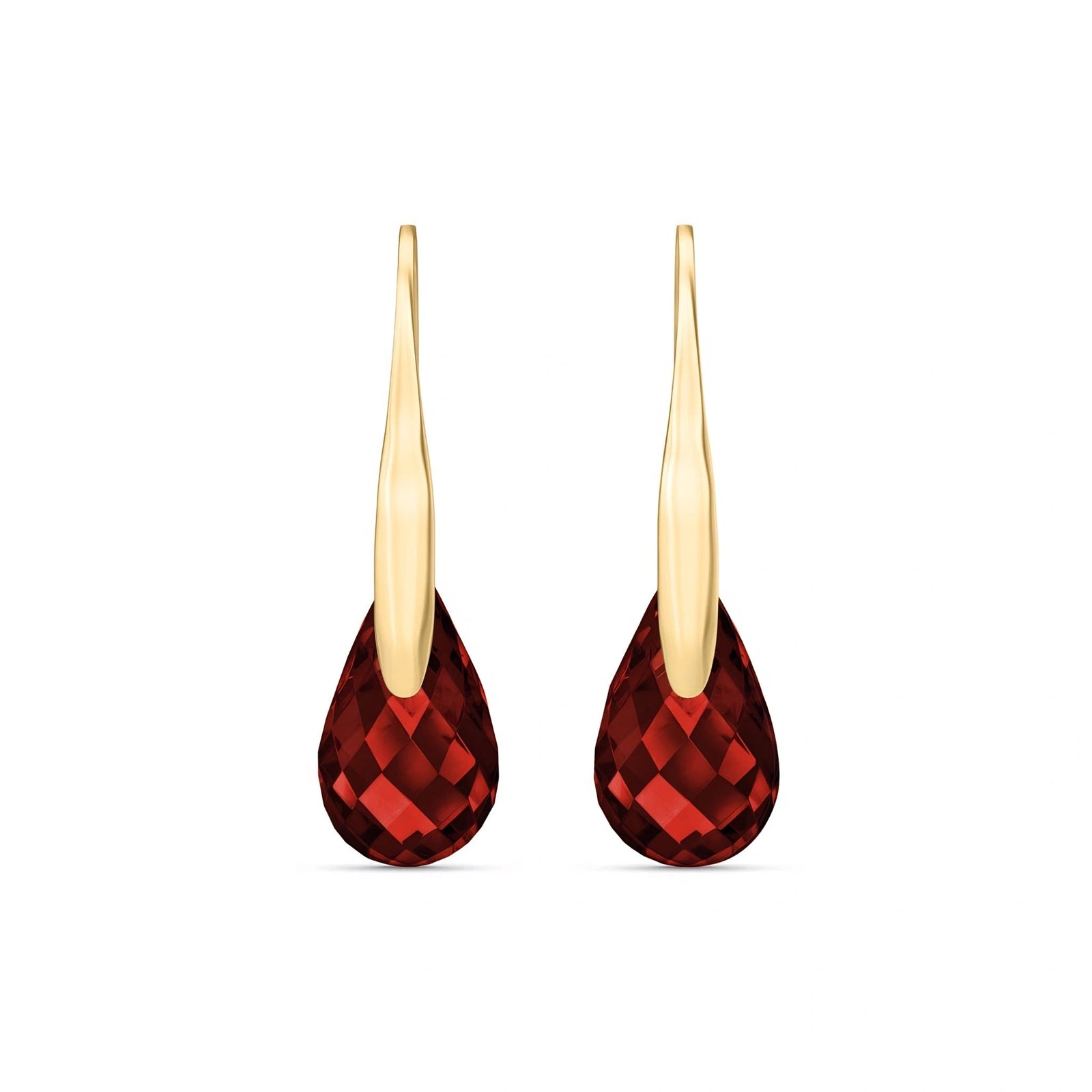 Yellow Gold Earrings Garnet 10K — Ottilia