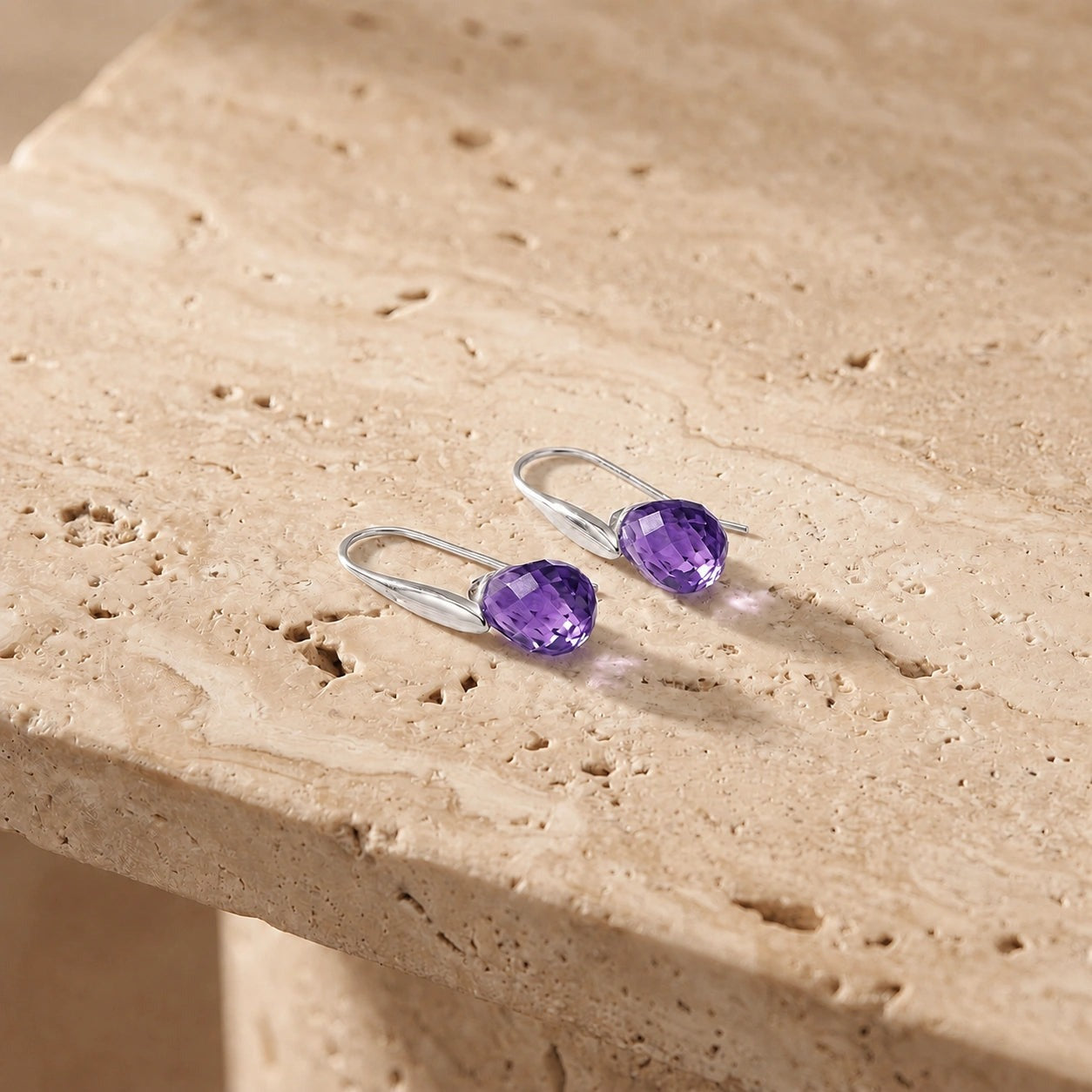 White Gold Earrings Ruby 10K — Ottilia