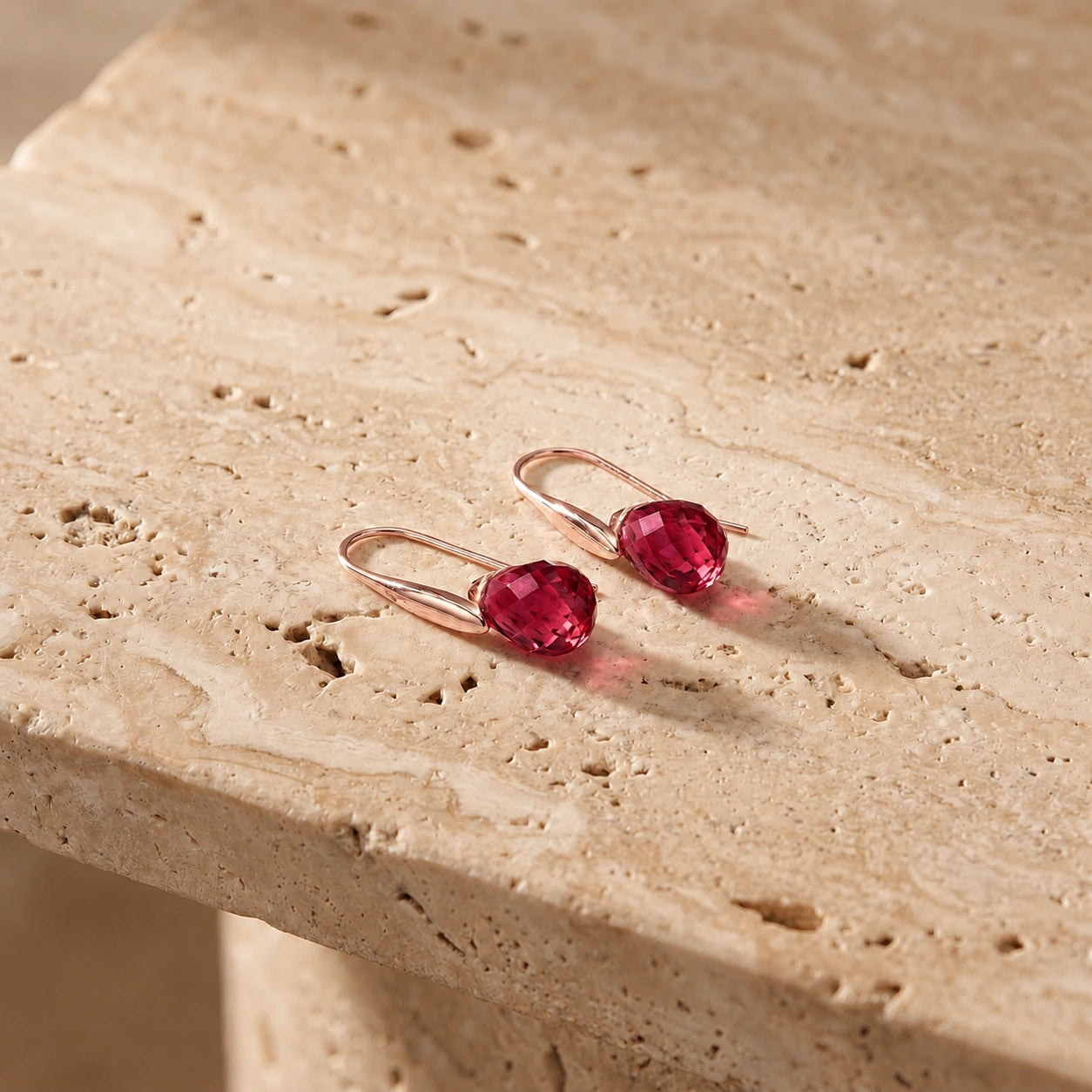 Rose Gold Earrings White Topaz 10K — Ottilia