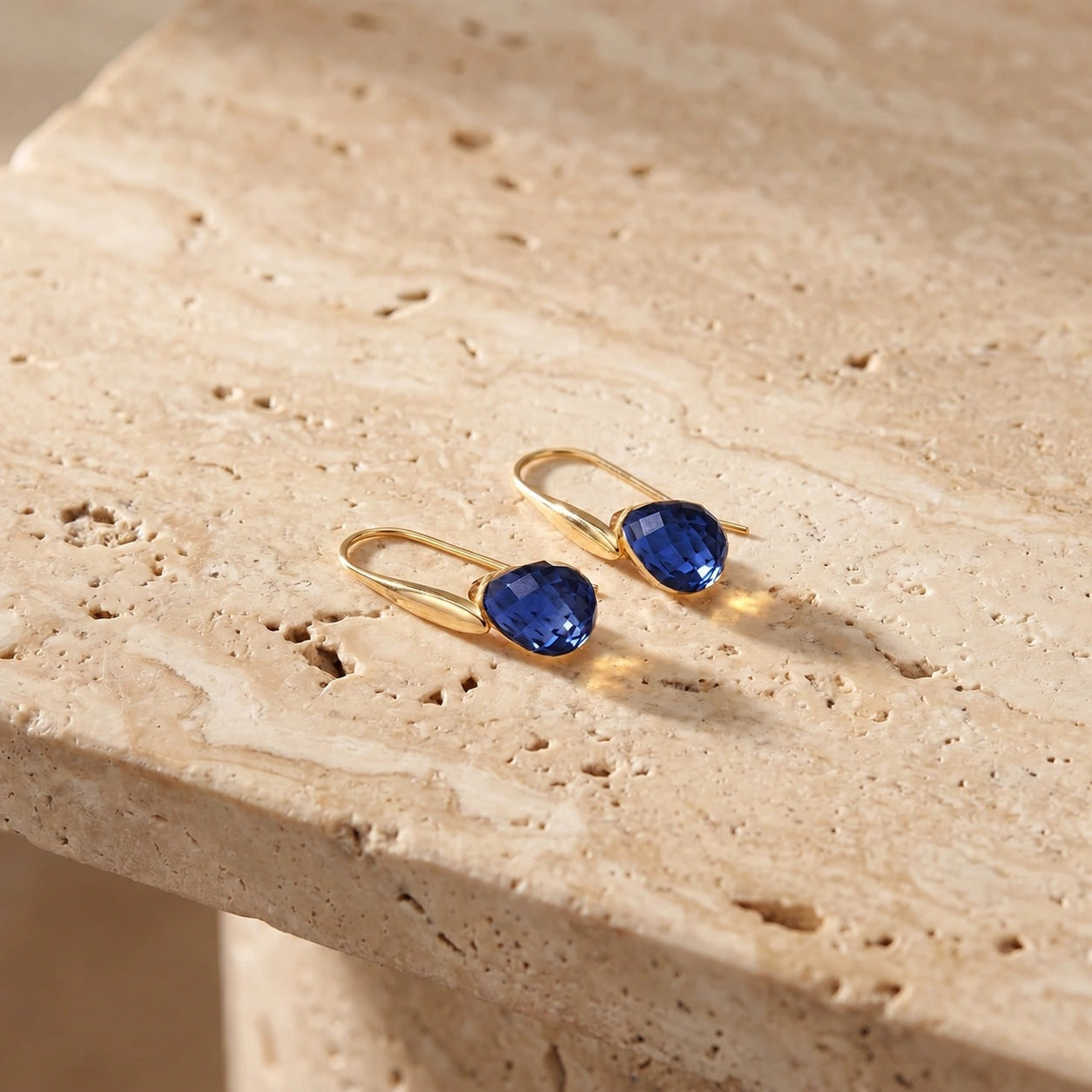 Yellow Gold Earrings White Topaz 10K — Ottilia