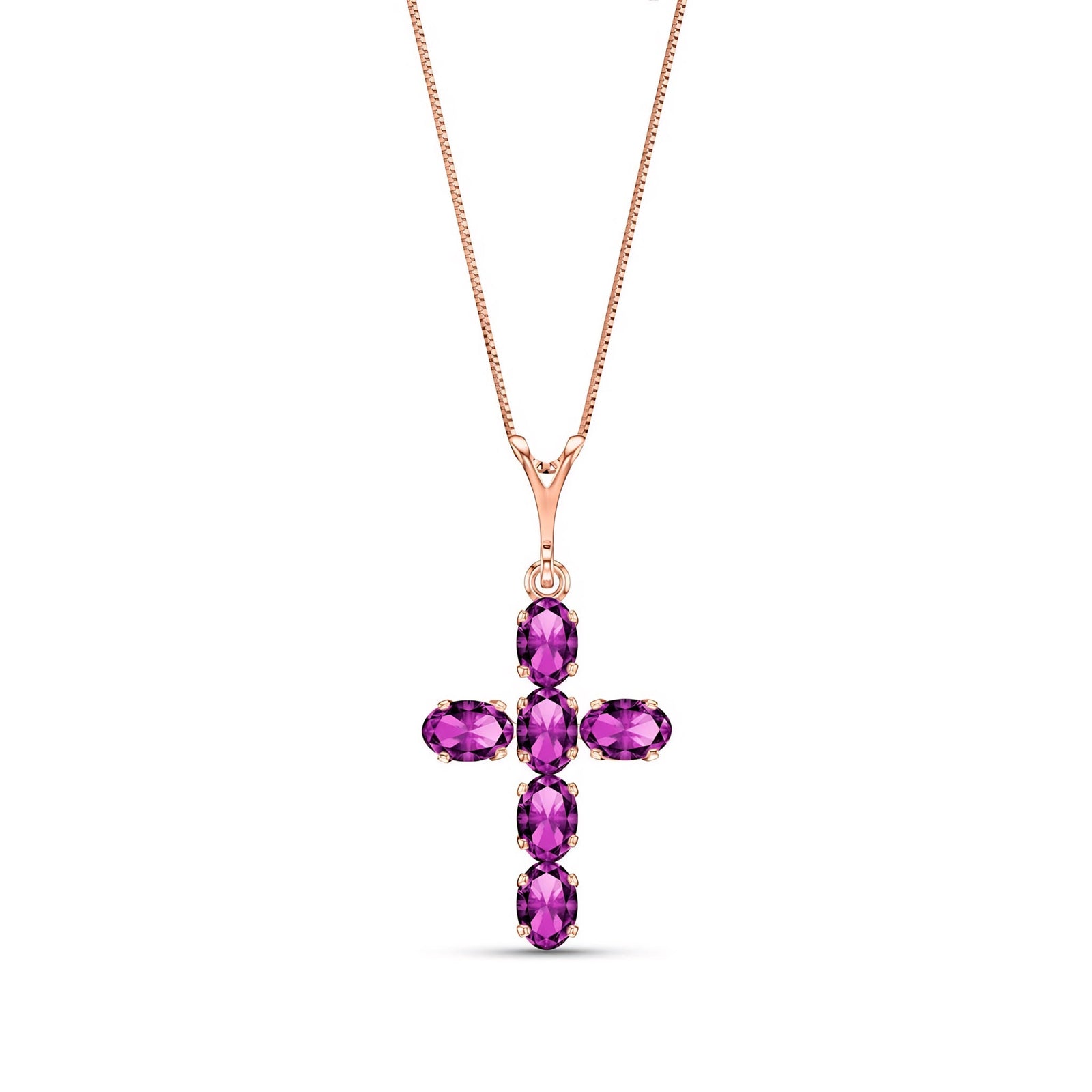 Rose Gold Cross Necklace Amethyst 10K — Eleonora