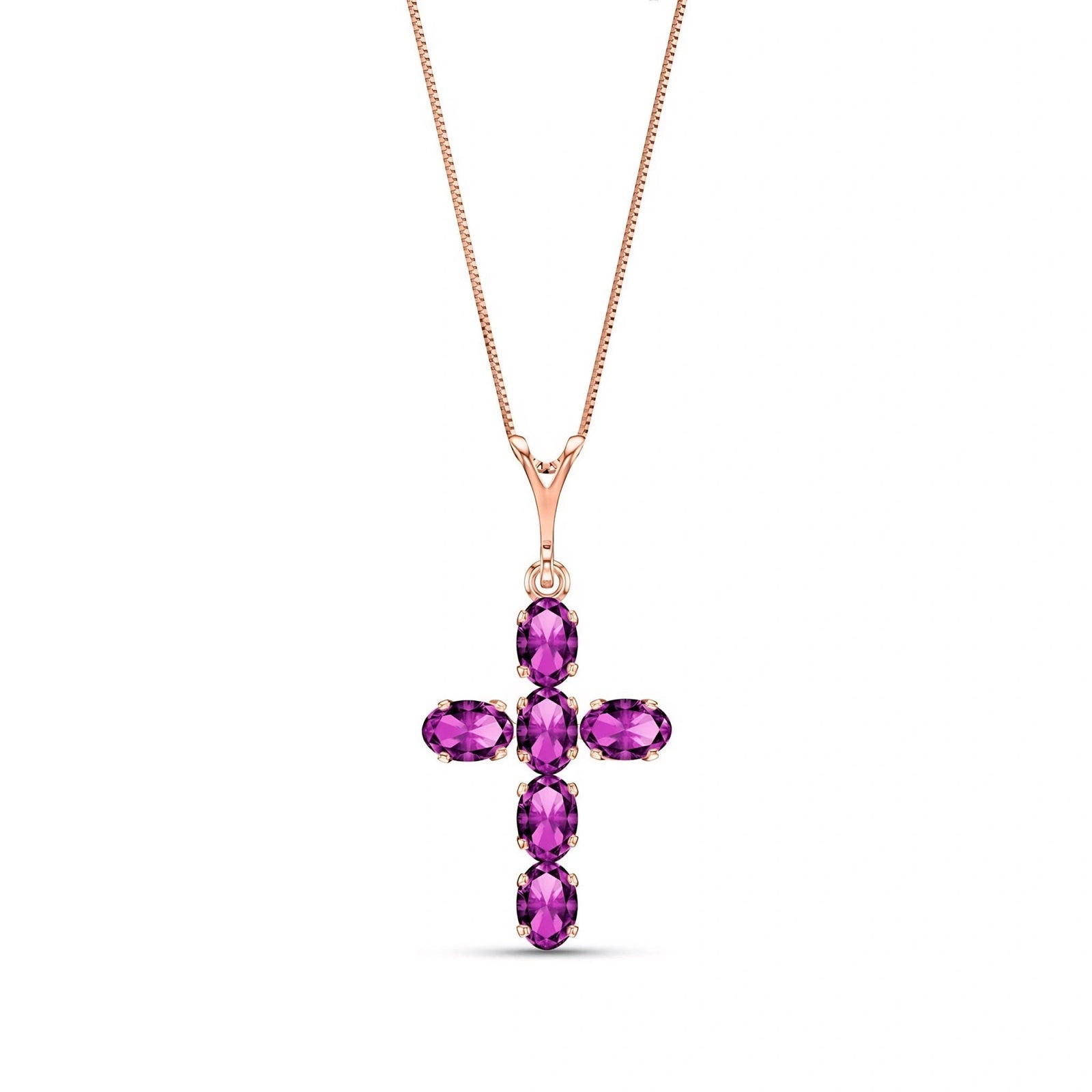 Rose Gold Cross Necklace Amethyst 10K — Eleonora