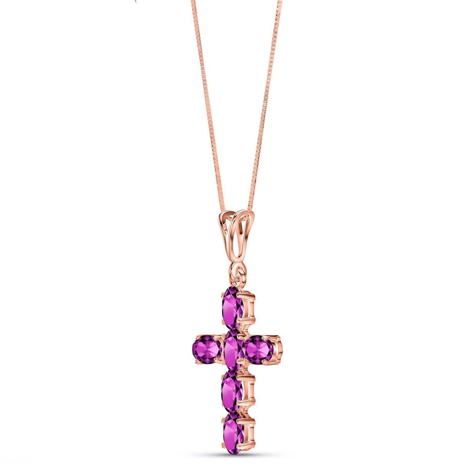 Rose Gold Cross Necklace Amethyst 10K — Eleonora