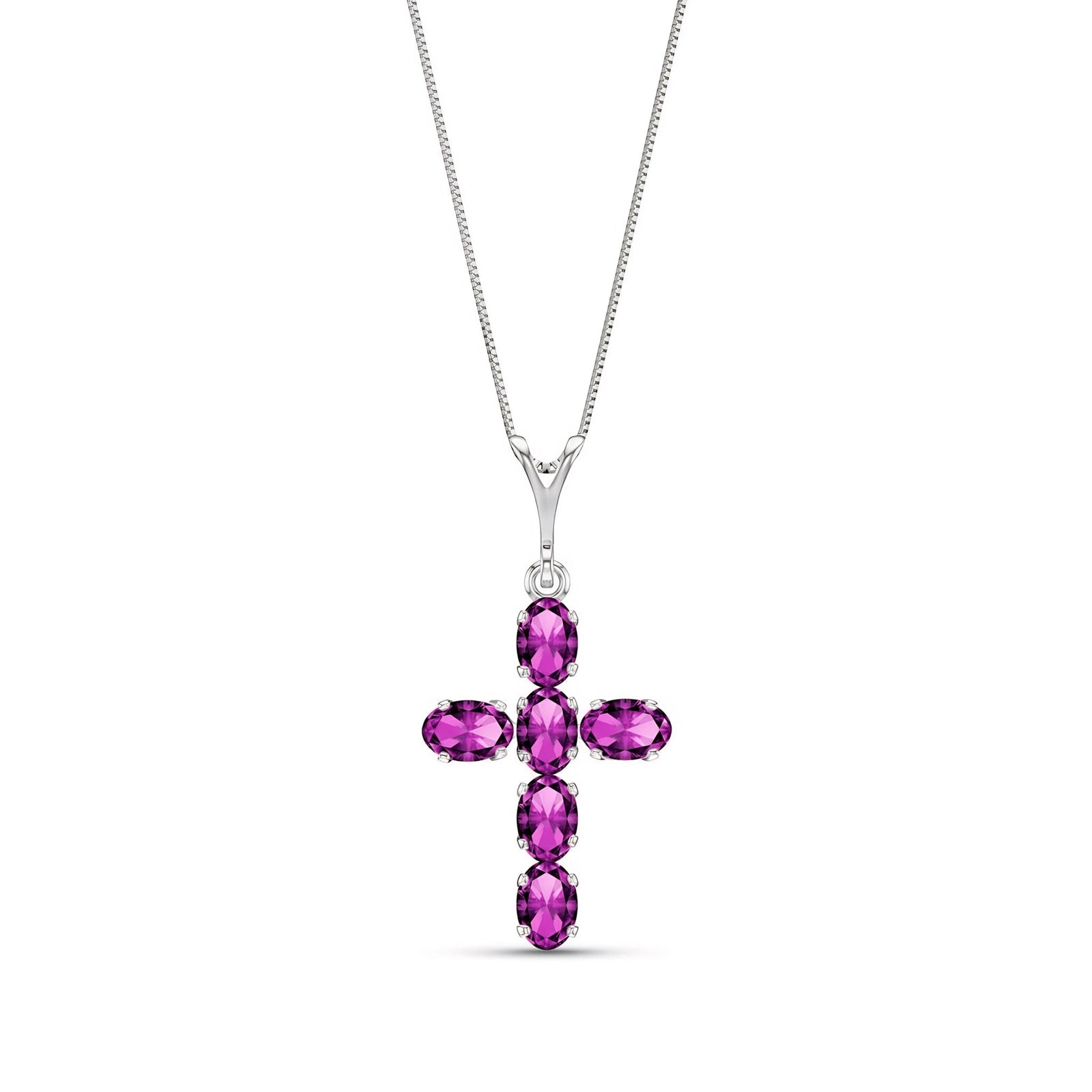 White Gold Cross Necklace Amethyst 10K — Eleonora
