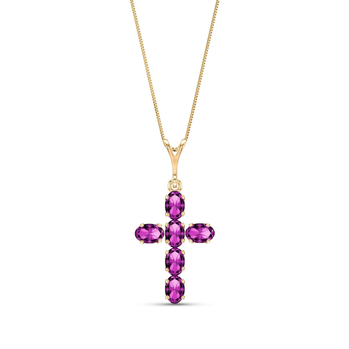 Yellow Gold Cross Necklace Amethyst 10K — Eleonora