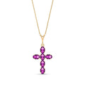 Yellow Gold Cross Necklace Amethyst 10K — Eleonora