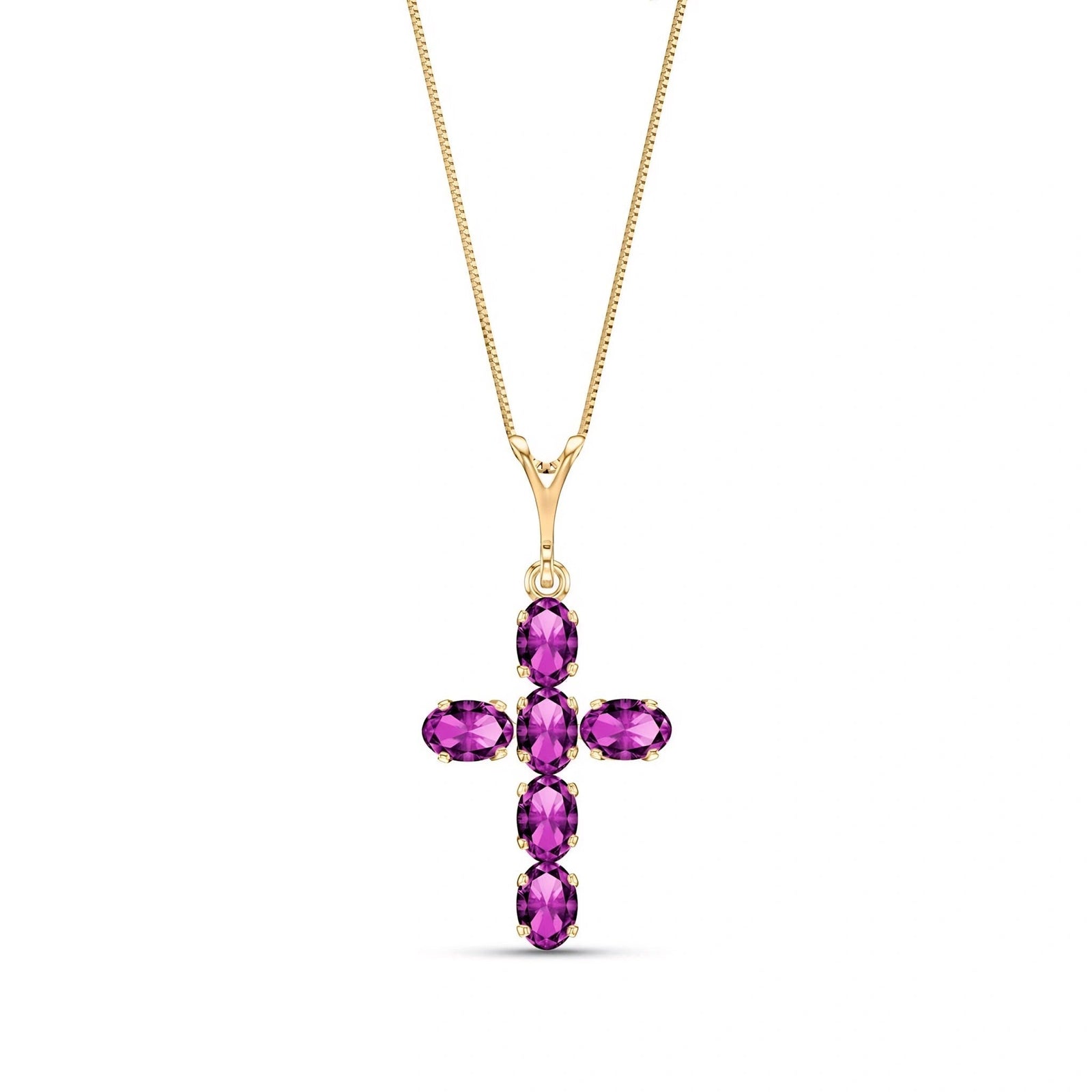 Yellow Gold Cross Necklace Amethyst 10K — Eleonora