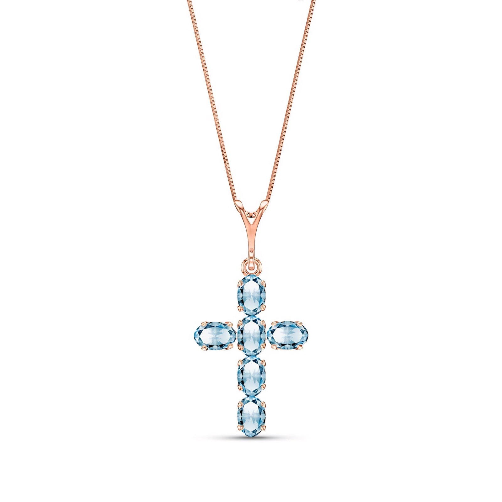 Rose Gold Cross Necklace Multi-Gemstone 10K — Eleonora