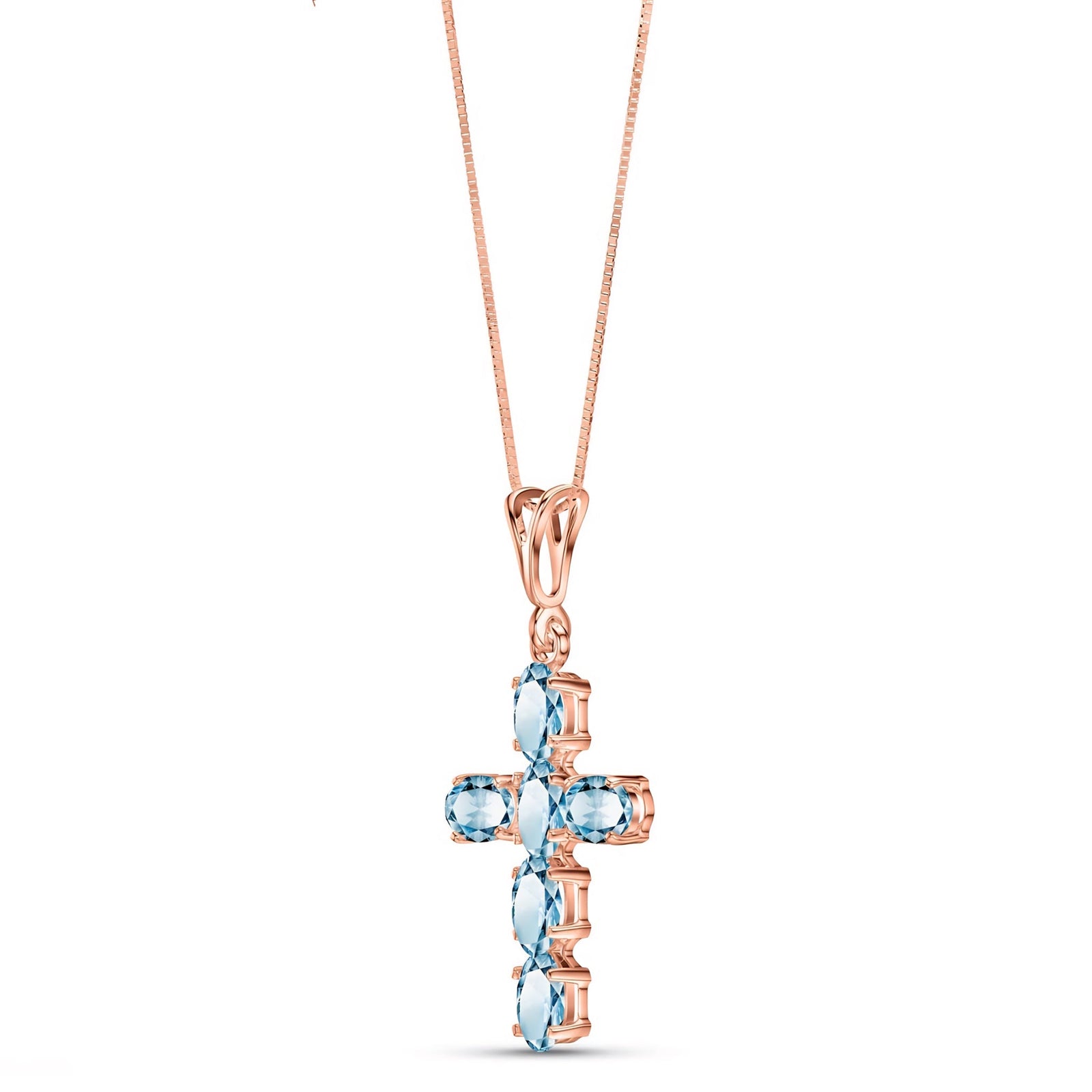 Rose Gold Cross Necklace Multi-Gemstone 10K — Eleonora
