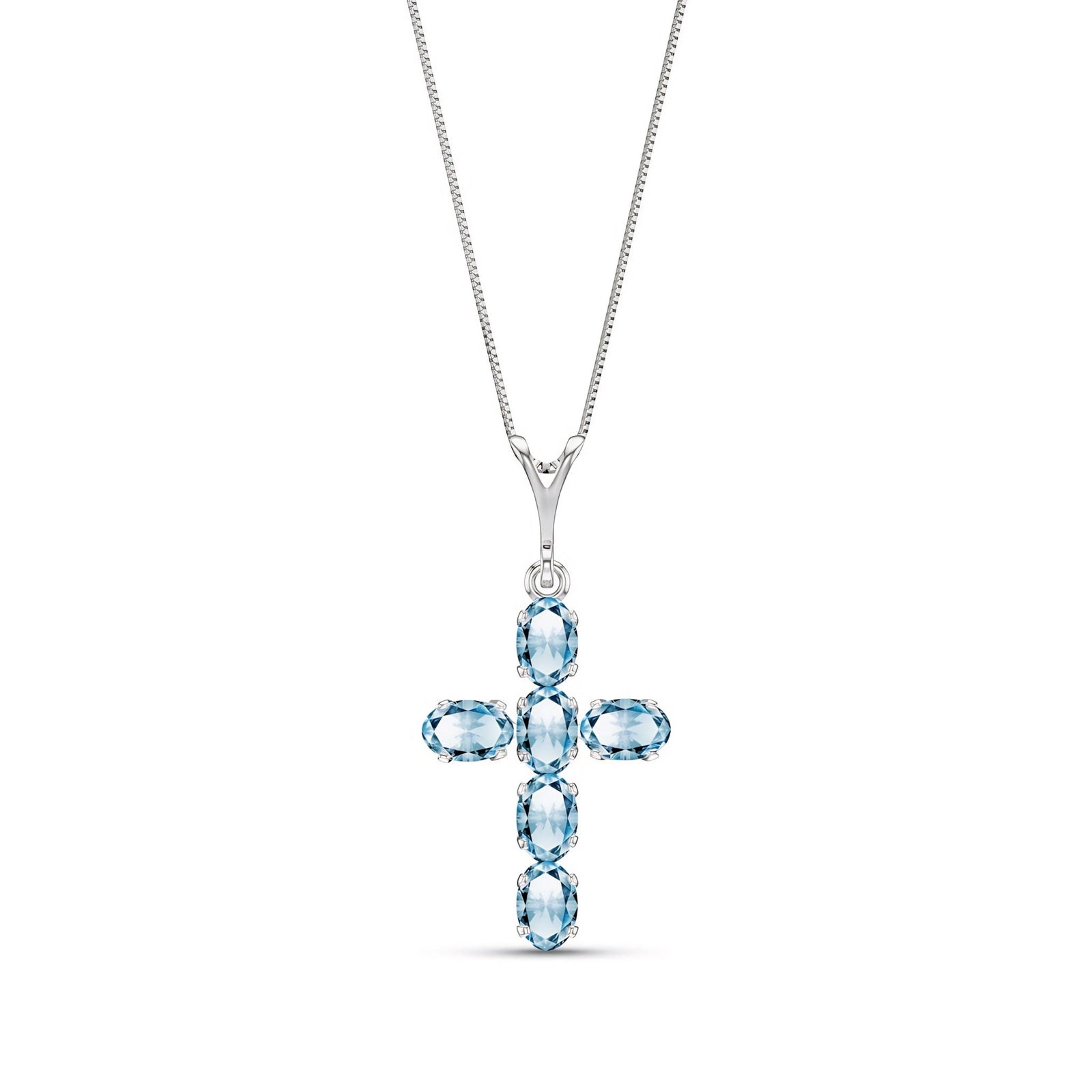 White Gold Cross Necklace Multi-Gemstone 10K — Eleonora