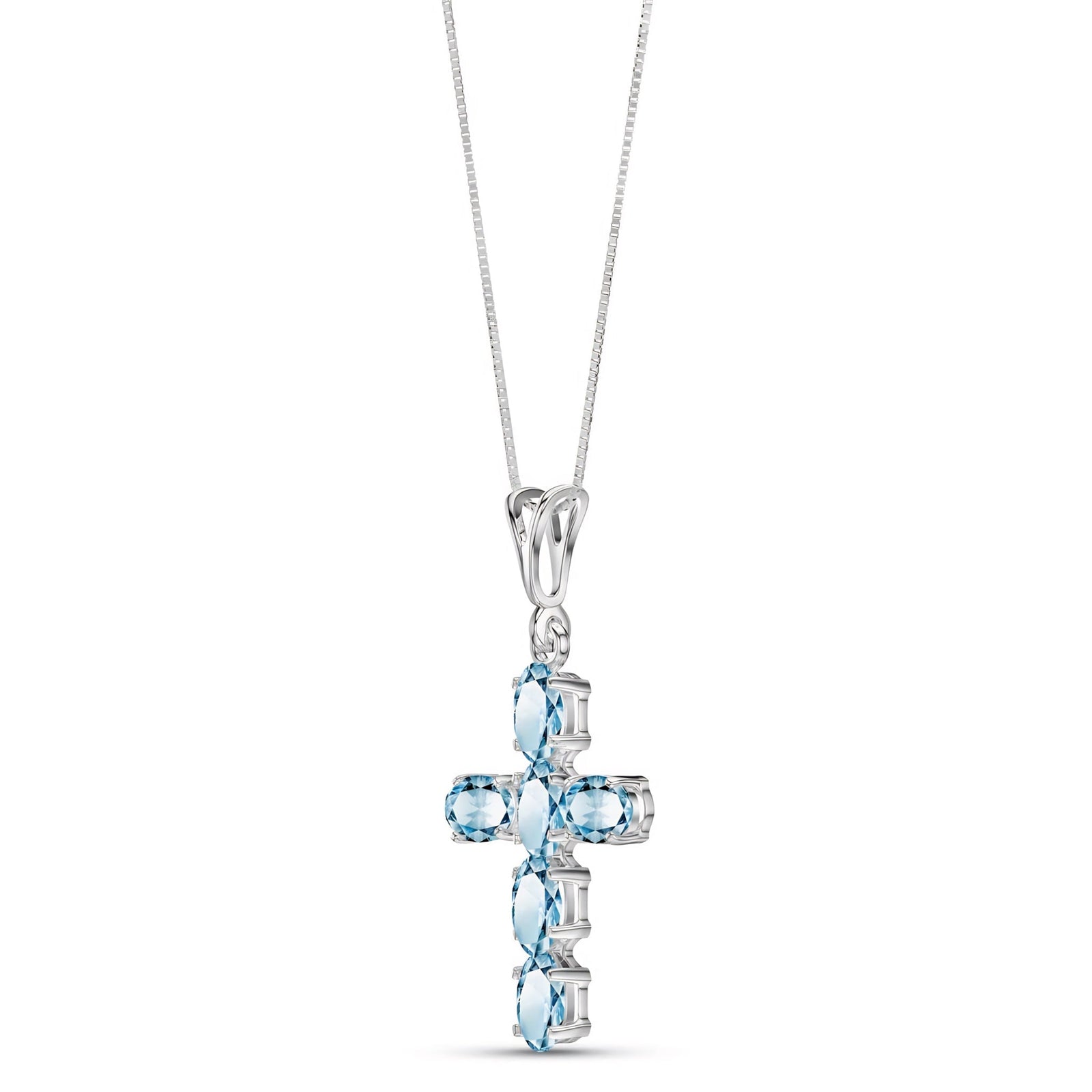 White Gold Cross Necklace Multi-Gemstone 10K — Eleonora