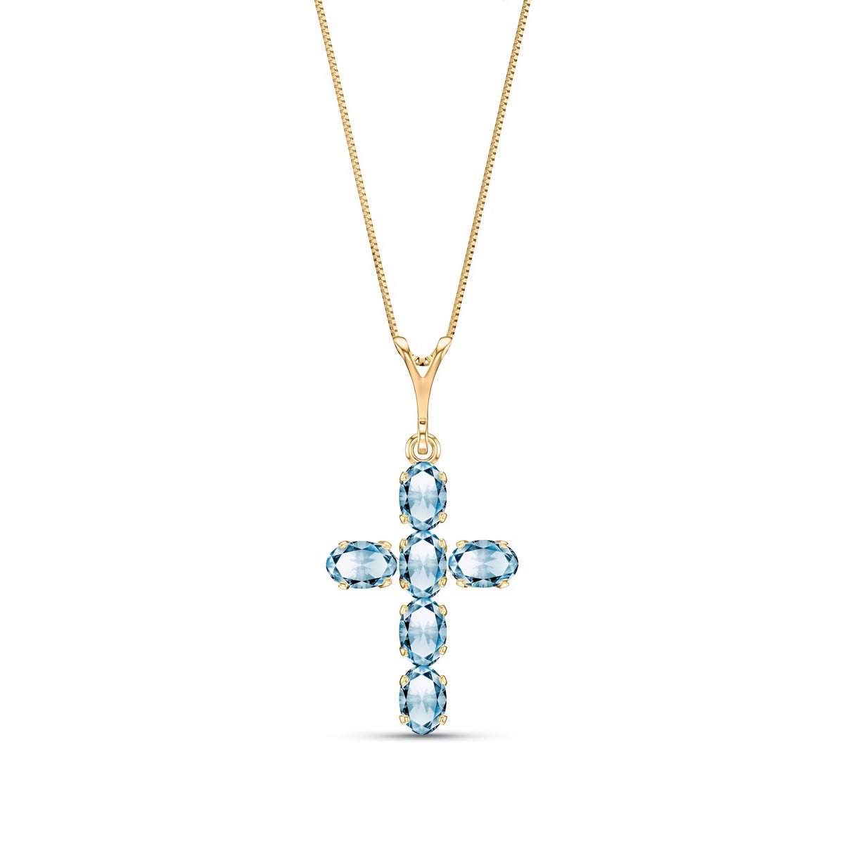 Yellow Gold Cross Necklace Multi-Gemstone 10K — Eleonora