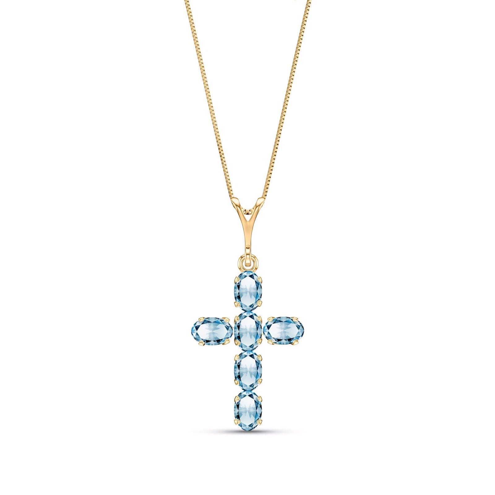 Yellow Gold Cross Necklace Multi-Gemstone 10K — Eleonora
